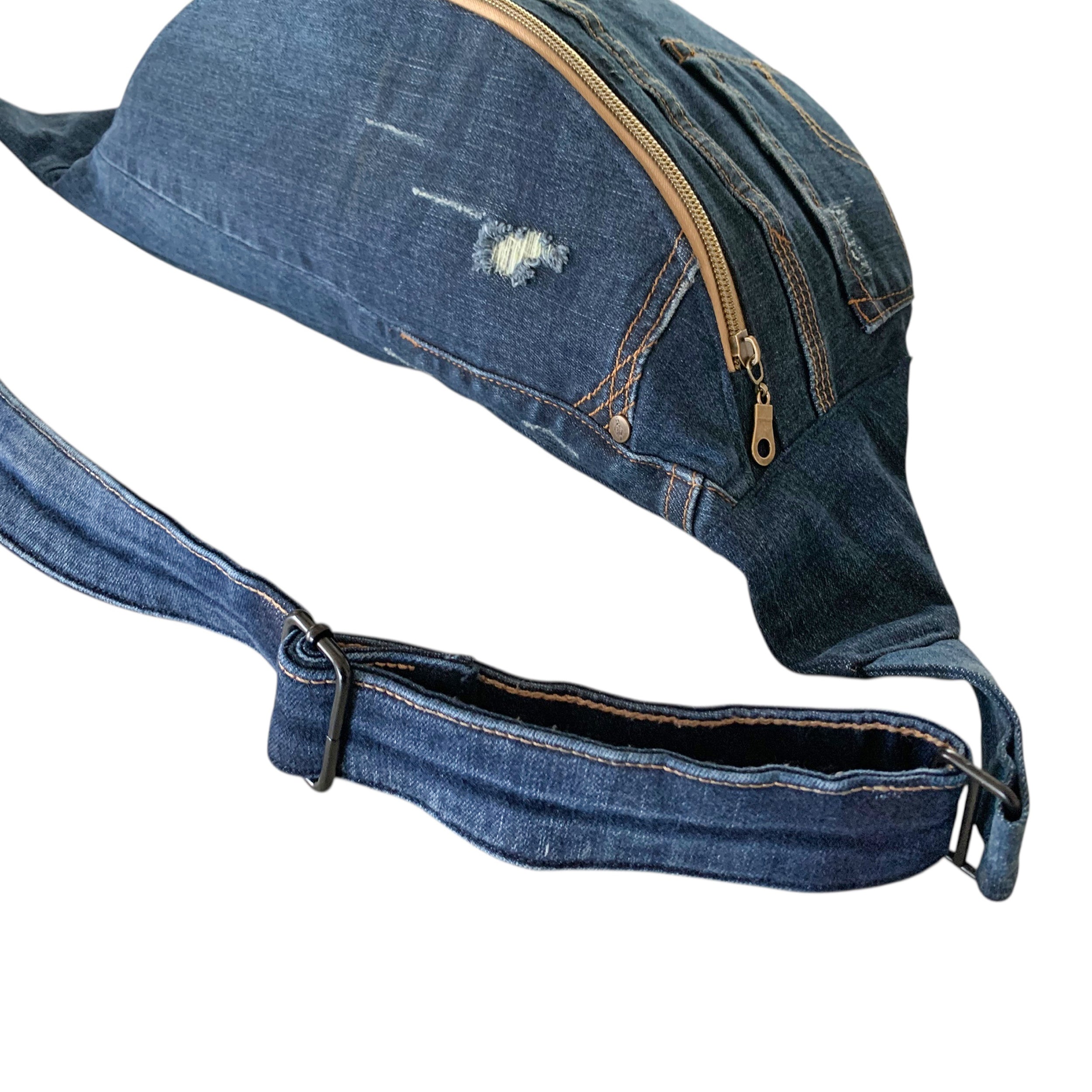 Upcycled Lee Denim Jeans Crossbody Bag, Sustainable Backpack