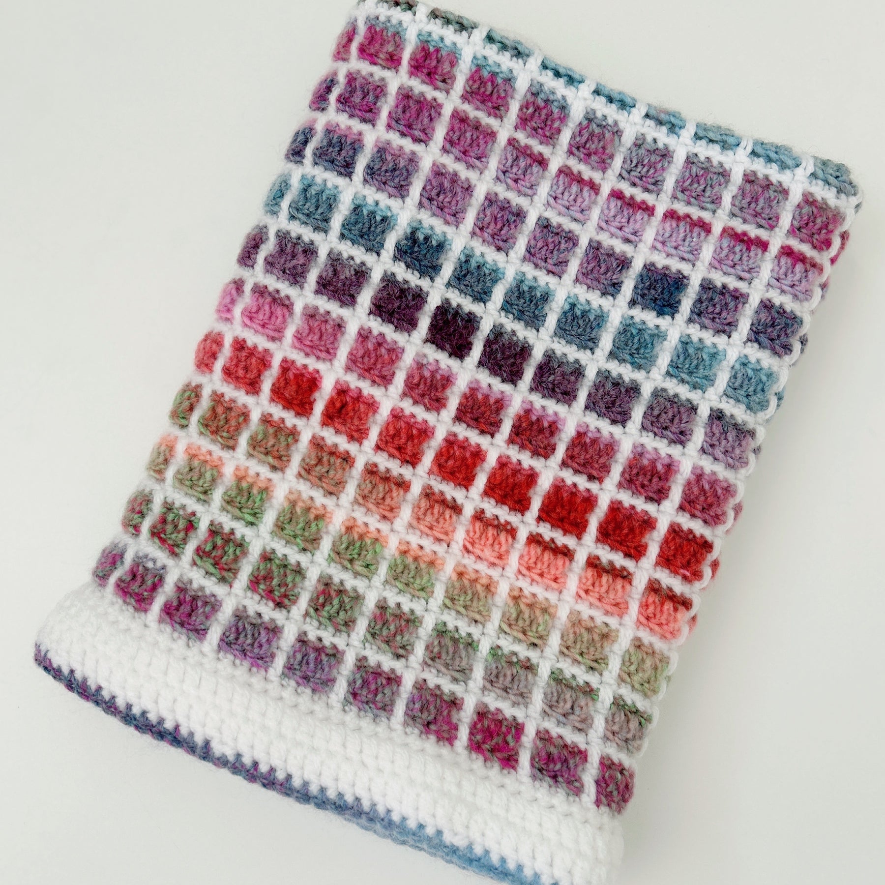 Handmade Crochet Baby Blanket, Rainbow  Lattice