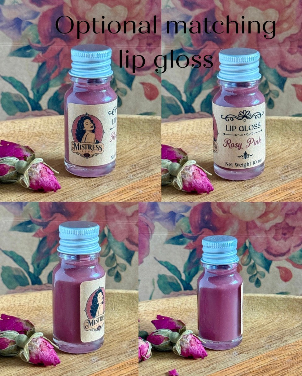 Vegan Lipstick in Slide Tin - Optional Matching Lip Gloss - Minimal Ingredients - 15g