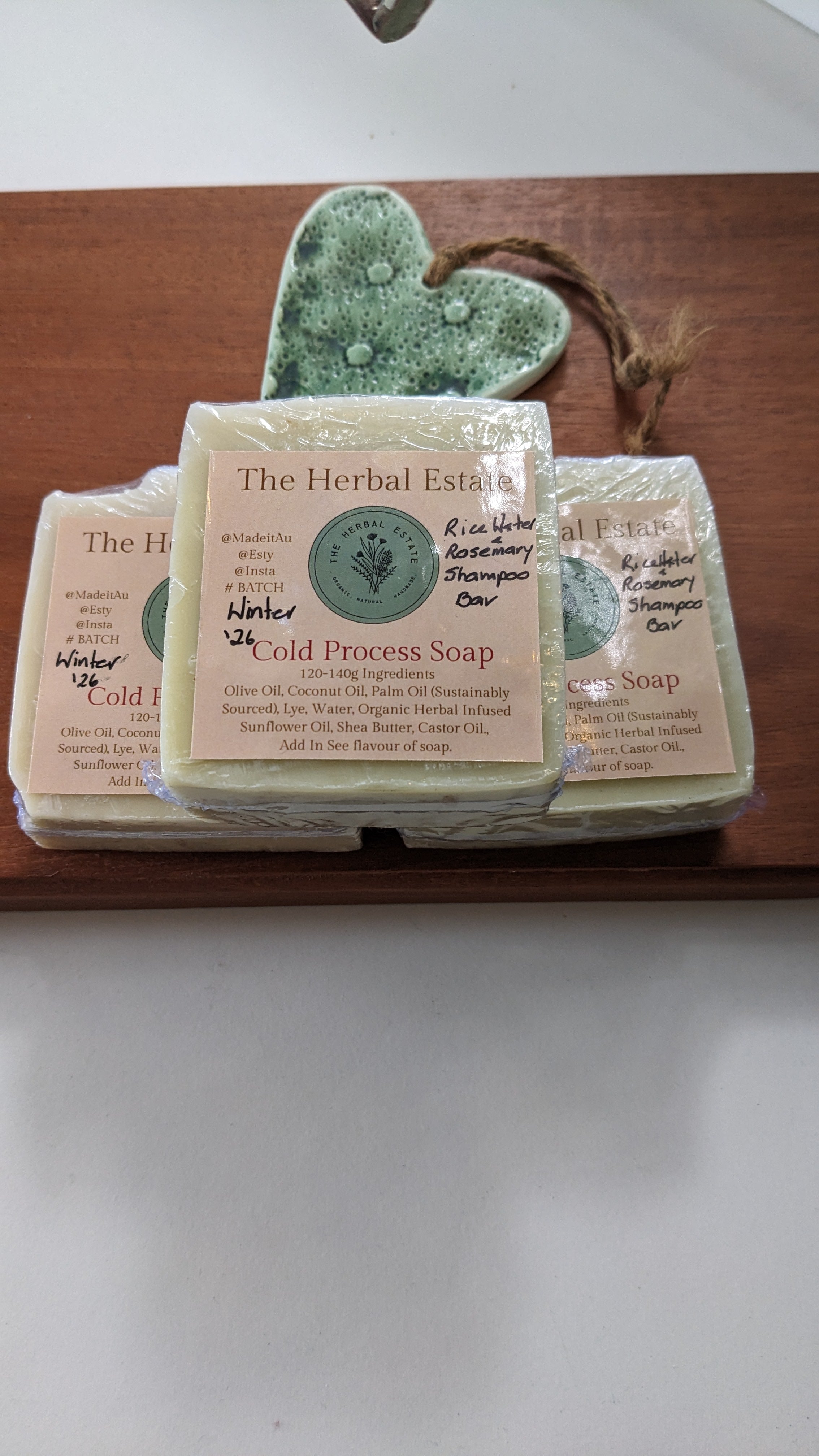 2 bars Rice Water & Rosemary with Chia seeds Shampoo Bars | Cold Processed 120g each | Hair Growth stimulation and Moisturising