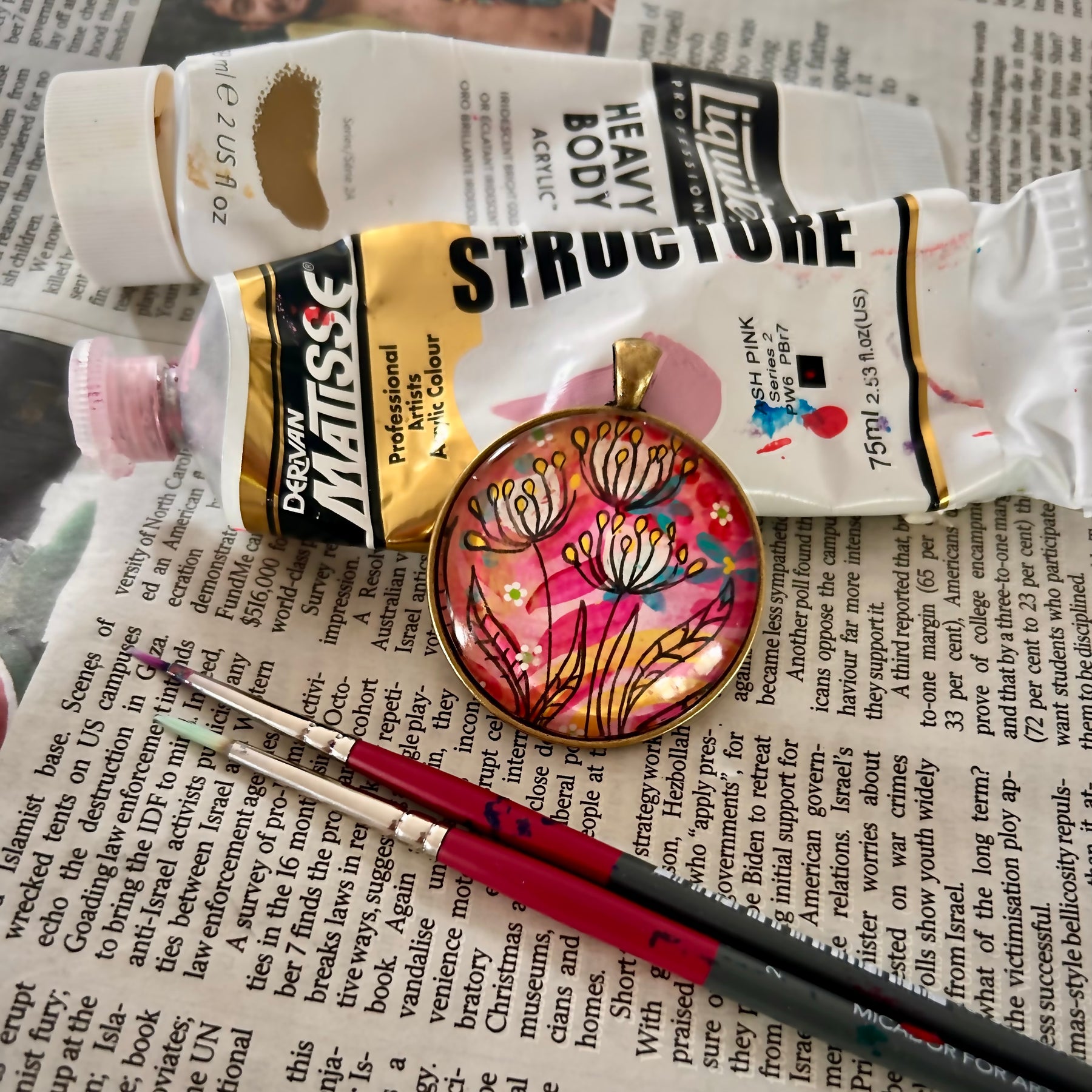 Hand-painted necklace : Pocket Wildflowers