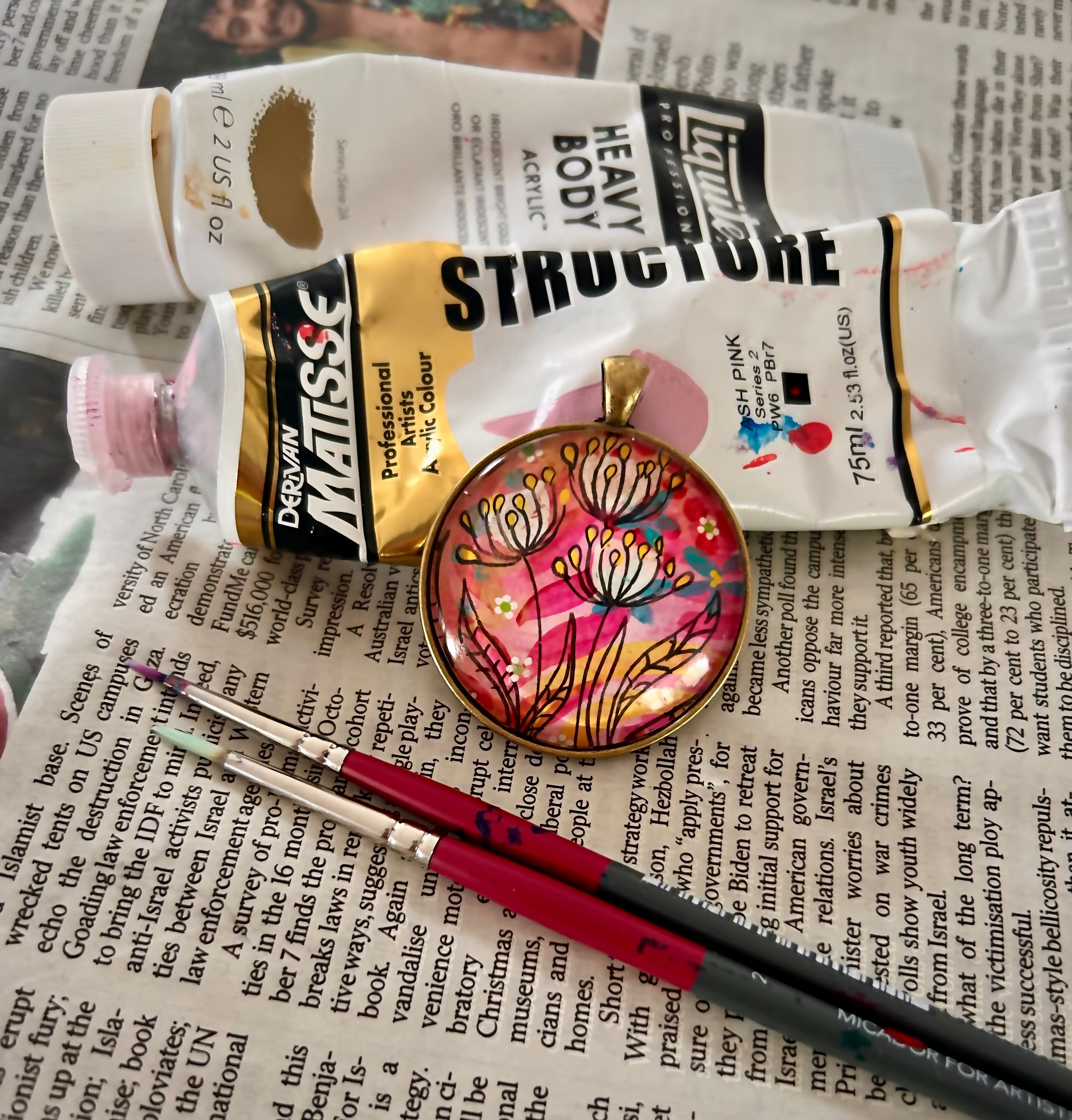 Hand-painted necklace : Pocket Wildflowers