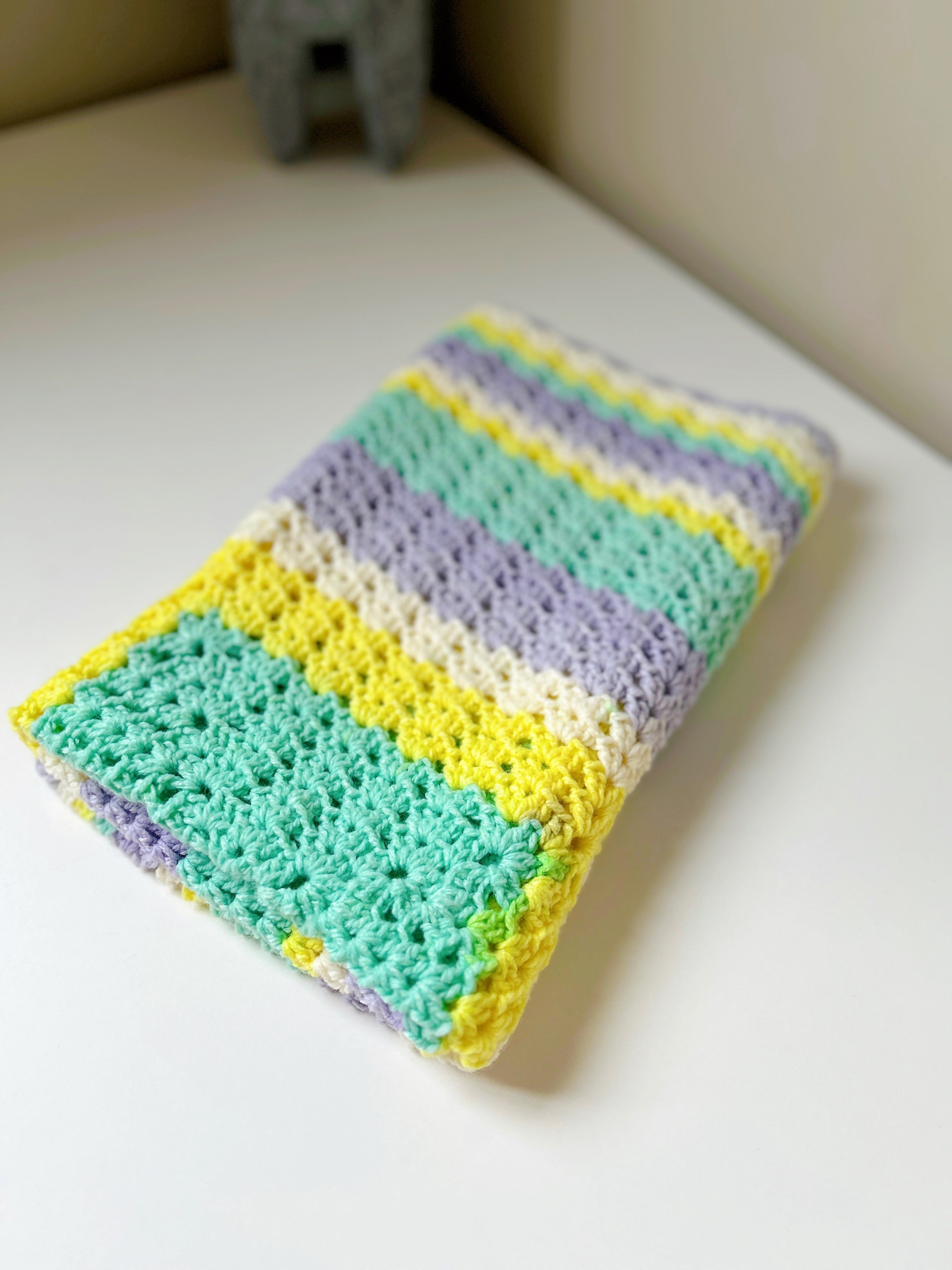 Pastel Rainbow Crochet Baby Blanket | Handmade Cotton Baby Blanket Nursery & Baby Shower Gift