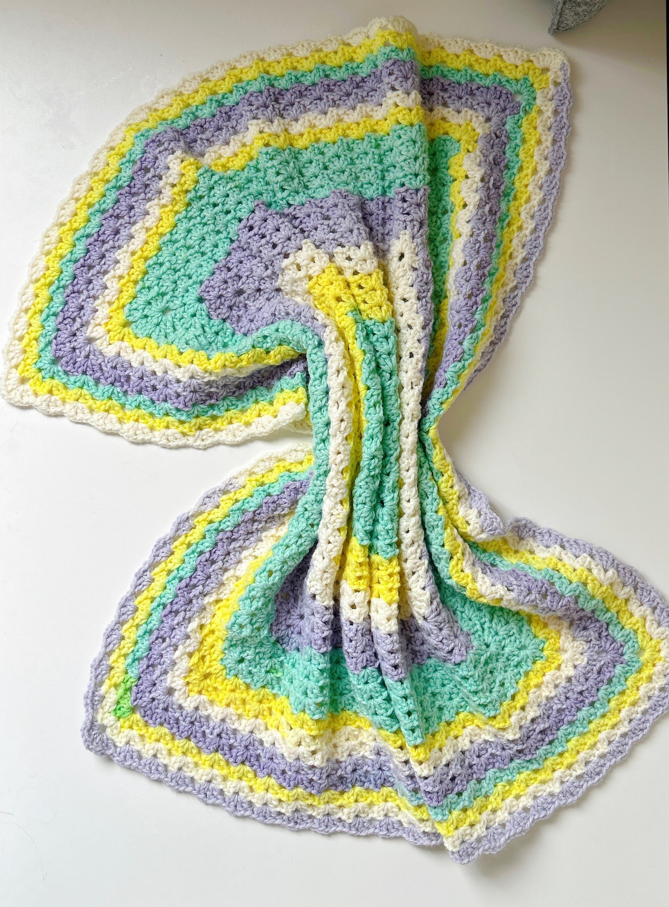 Pastel Rainbow Crochet Baby Blanket | Handmade Cotton Baby Blanket Nursery & Baby Shower Gift