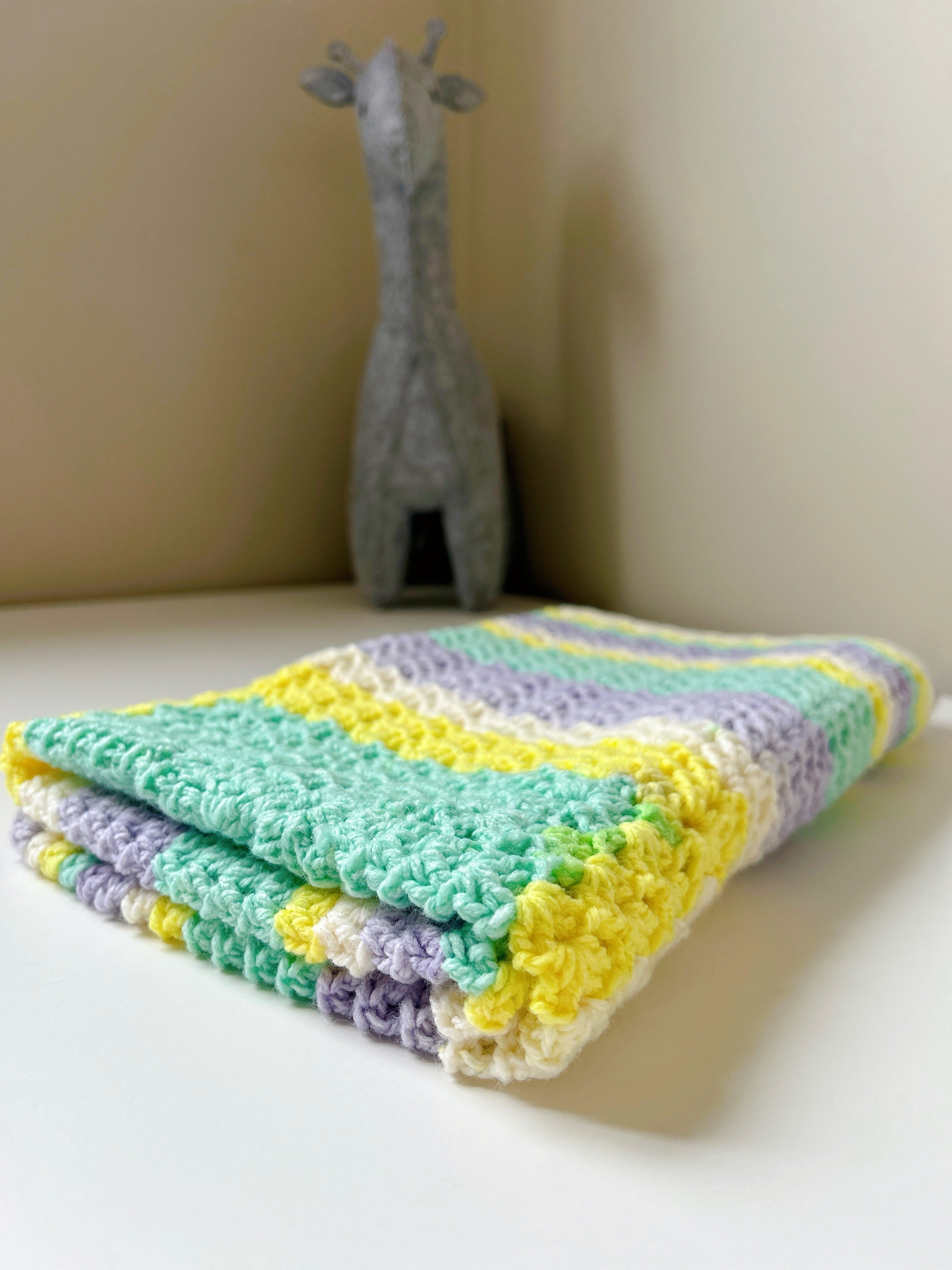 Pastel Rainbow Crochet Baby Blanket | Handmade Cotton Baby Blanket Nursery & Baby Shower Gift