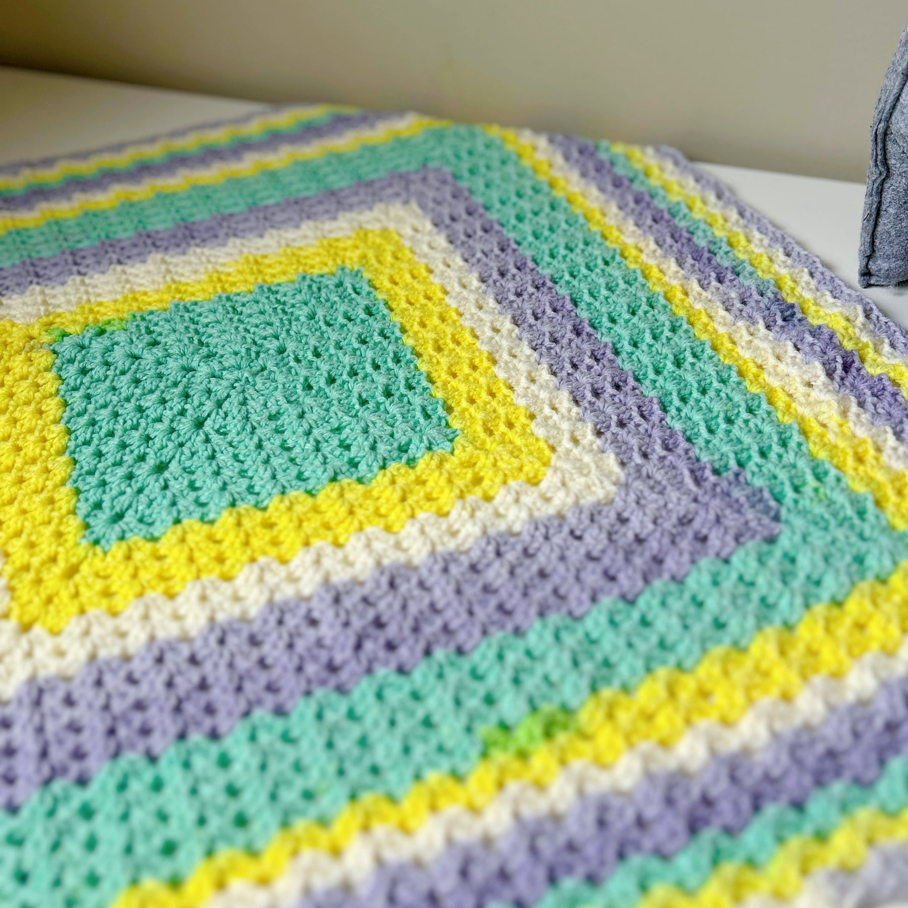 Pastel Rainbow Crochet Baby Blanket | Handmade Cotton Baby Blanket Nursery & Baby Shower Gift