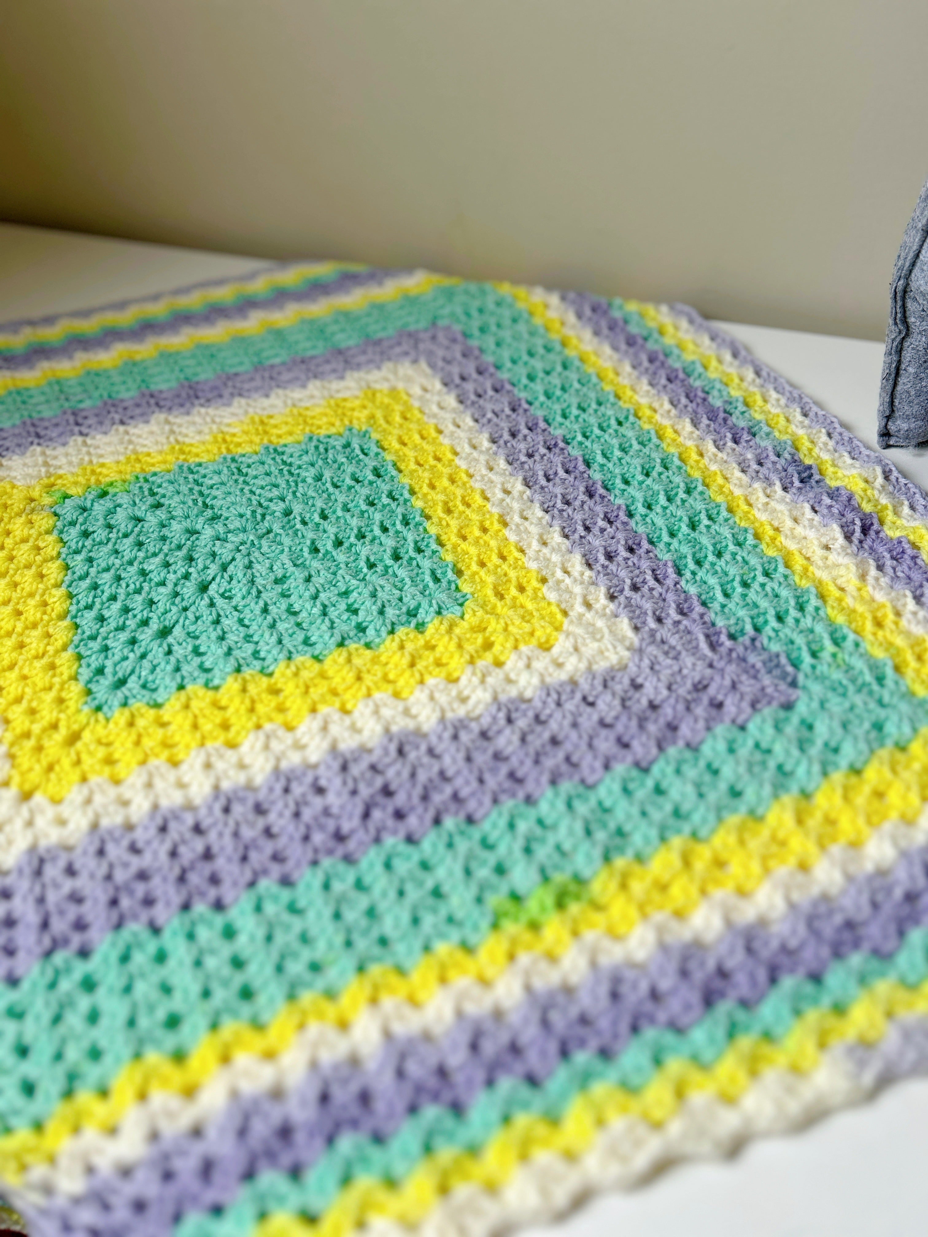 Pastel Rainbow Crochet Baby Blanket | Handmade Cotton Baby Blanket Nursery & Baby Shower Gift