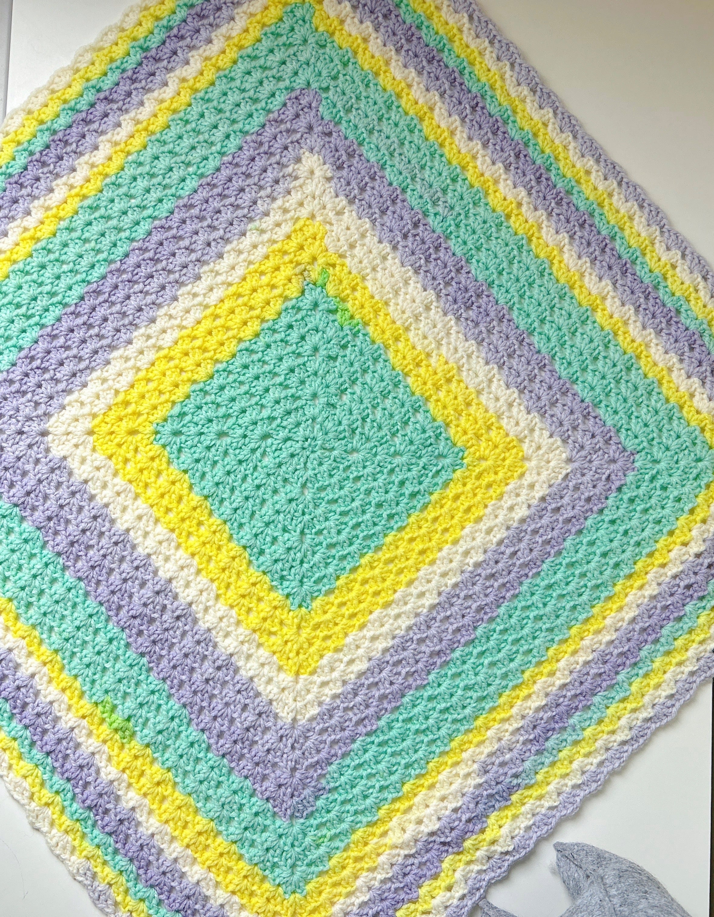 Pastel Rainbow Crochet Baby Blanket | Handmade Cotton Baby Blanket Nursery & Baby Shower Gift