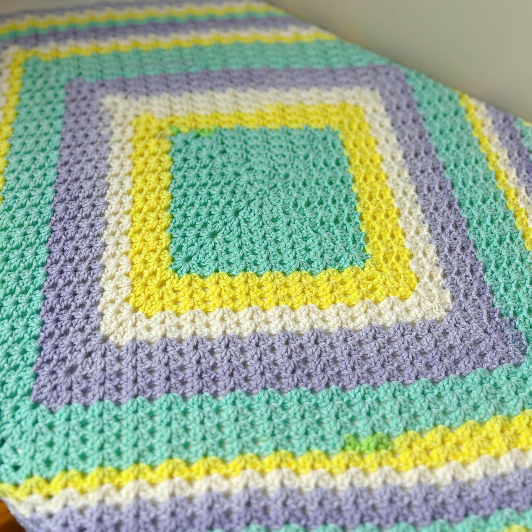 Pastel Rainbow Crochet Baby Blanket | Handmade Cotton Baby Blanket Nursery & Baby Shower Gift