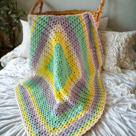Pastel Rainbow Crochet Baby Blanket | Handmade Cotton Baby Blanket Nursery & Baby Shower Gift