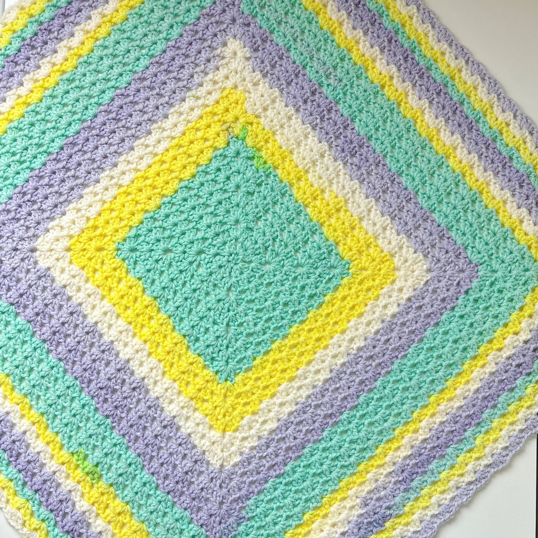 Pastel Rainbow Crochet Baby Blanket | Handmade Cotton Baby Blanket Nursery & Baby Shower Gift