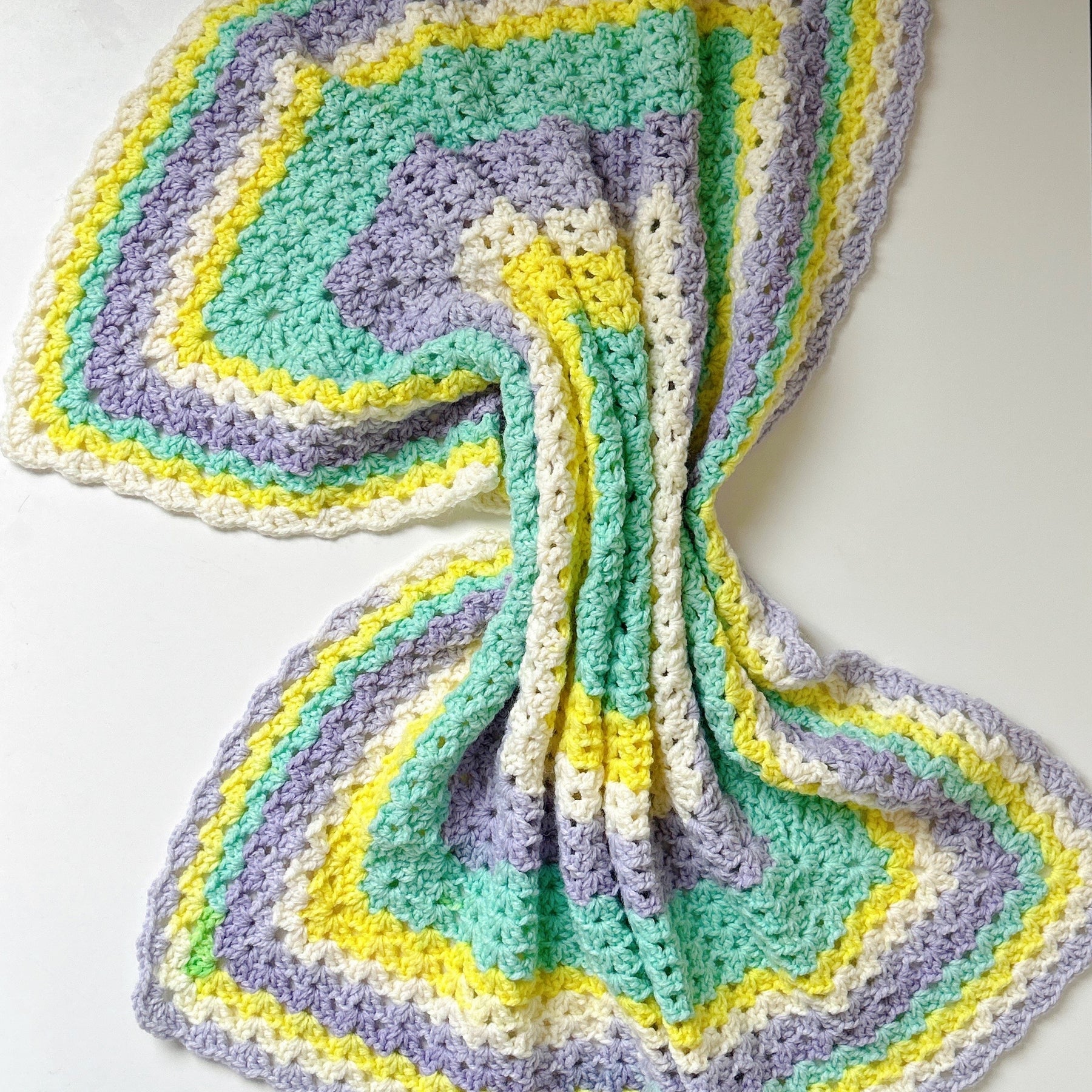 Pastel Rainbow Crochet Baby Blanket | Handmade Cotton Baby Blanket Nursery & Baby Shower Gift