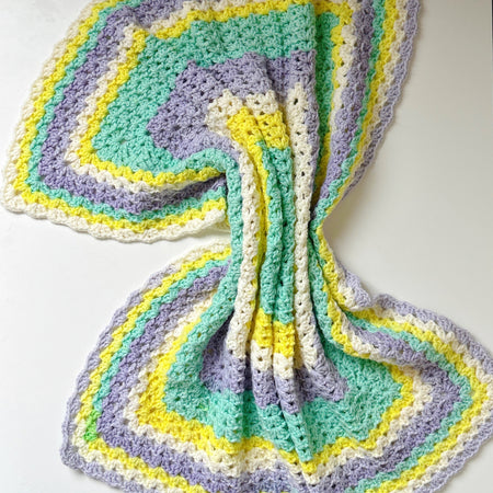 Pastel Rainbow Crochet Baby Blanket | Handmade Cotton Baby Blanket Nursery & Baby Shower Gift