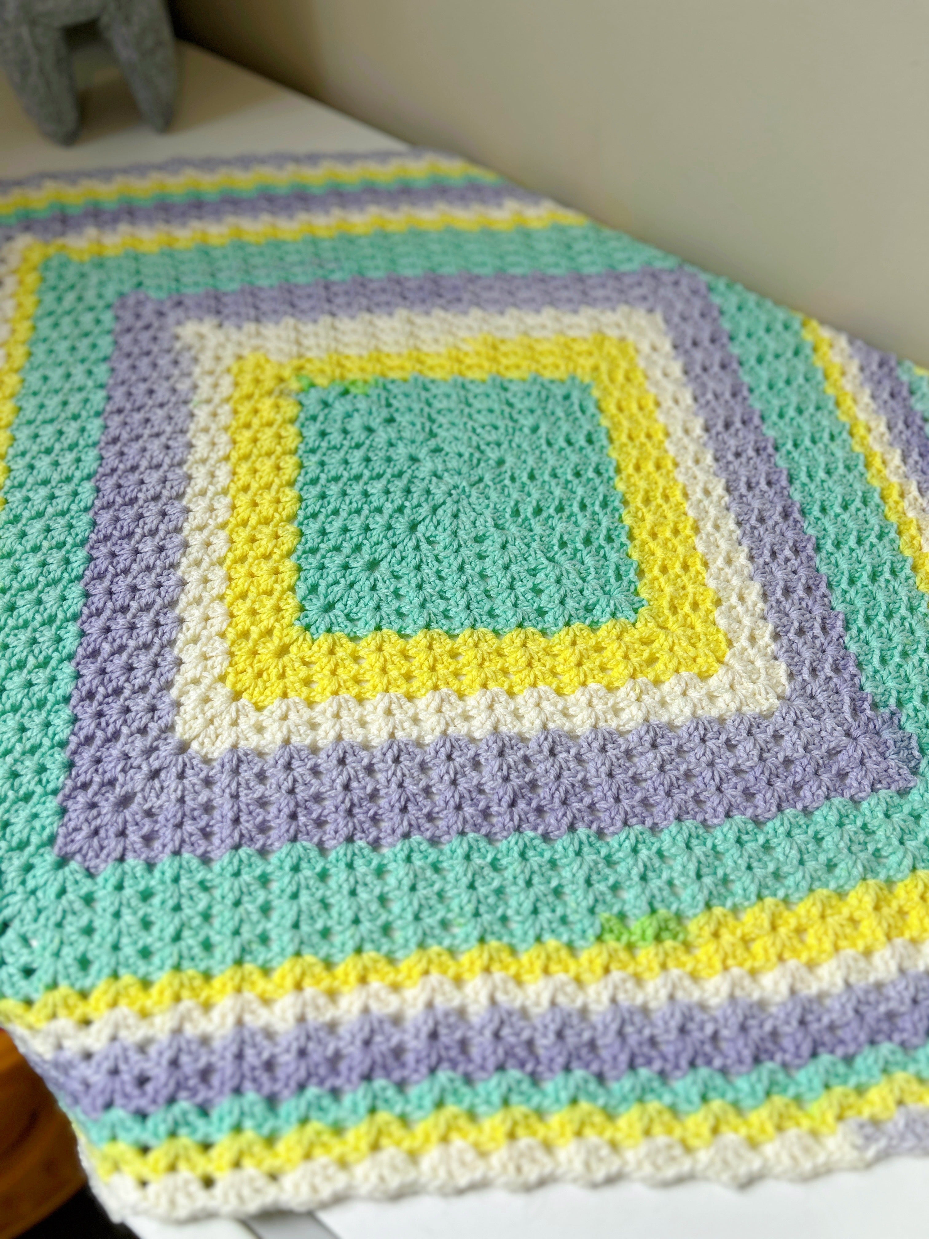 Pastel Rainbow Crochet Baby Blanket | Handmade Cotton Baby Blanket Nursery & Baby Shower Gift
