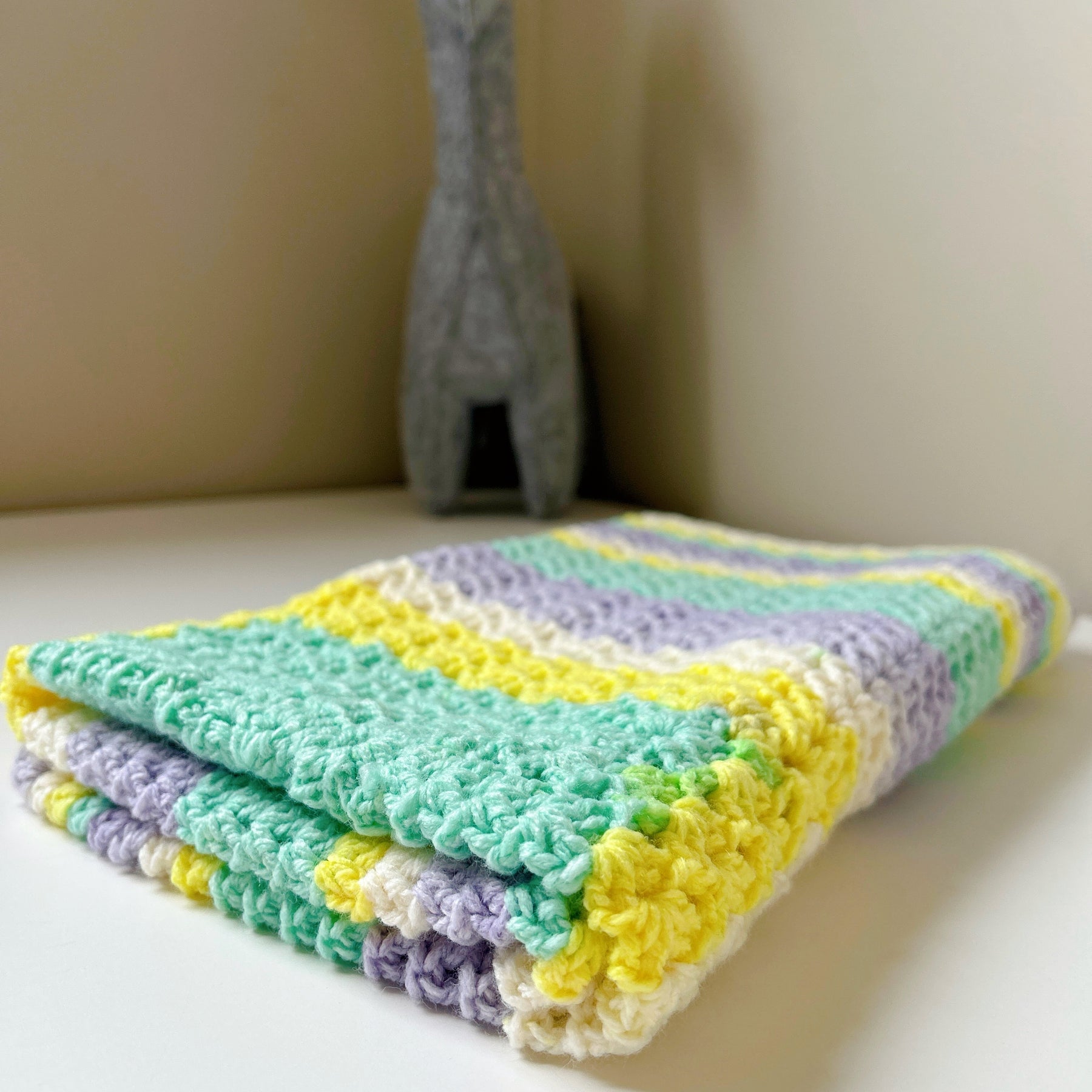 Pastel Rainbow Crochet Baby Blanket | Handmade Cotton Baby Blanket Nursery & Baby Shower Gift