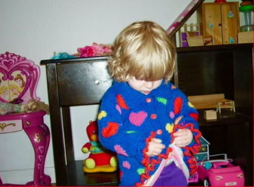 Hand knitted HEARTS Cardigan size 1