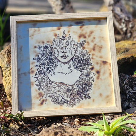 Pagan goddess Wood Burn Art
