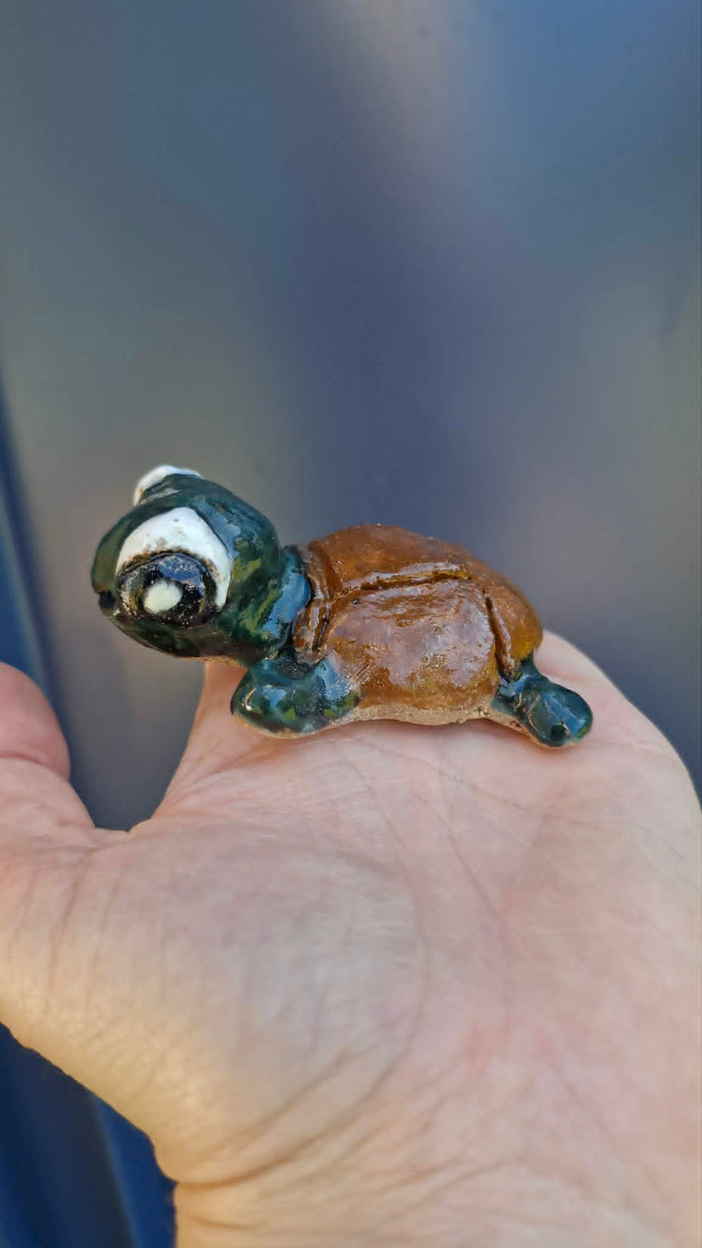 Dark Green Small Turtle Sculpture.