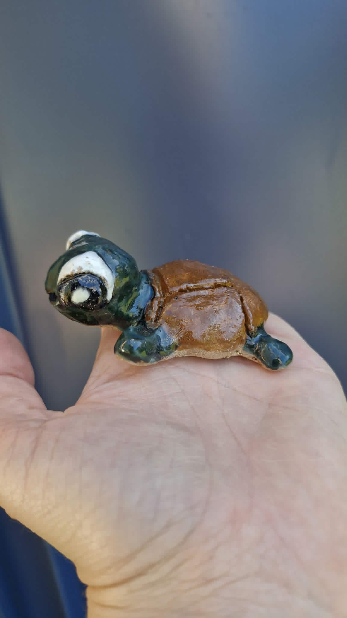 Dark Green Small Turtle Sculpture.