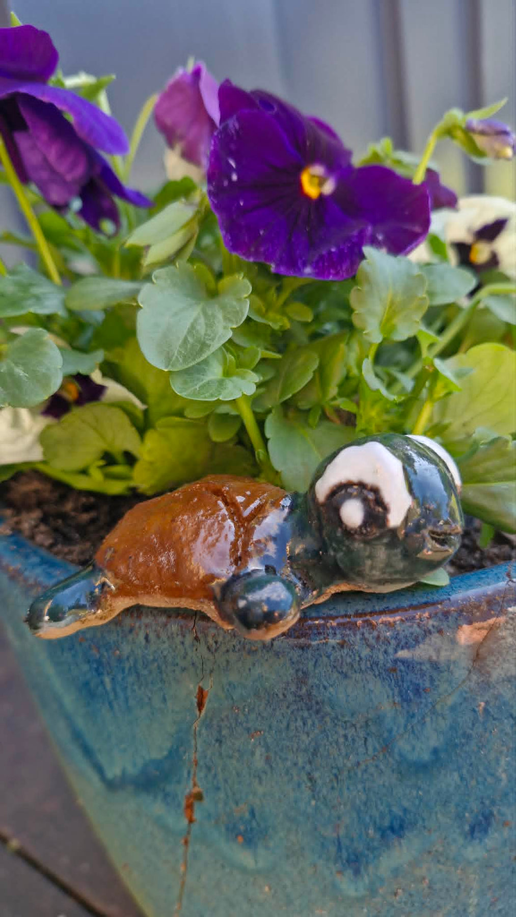 Dark Green Small Turtle Sculpture.