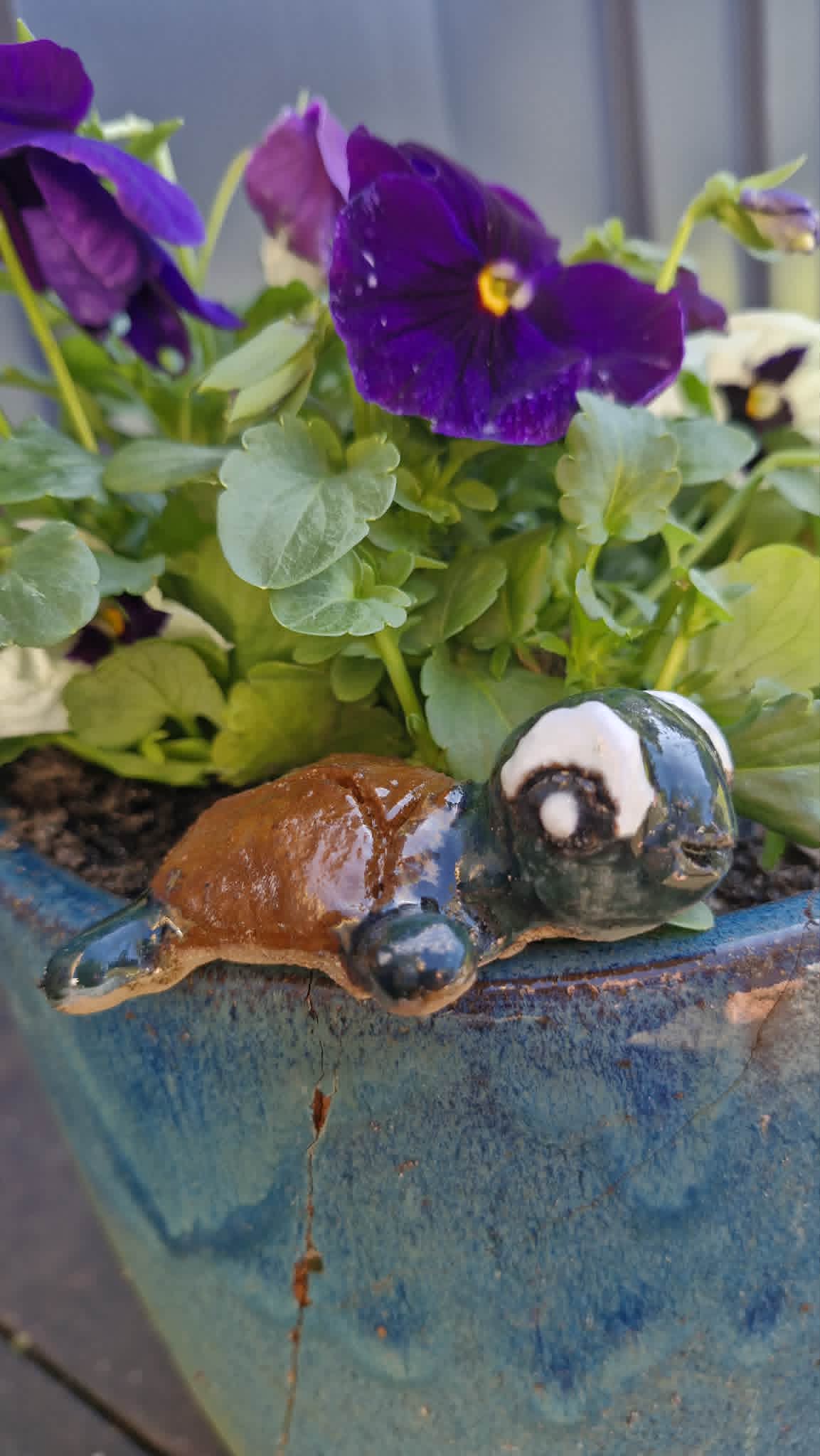 Dark Green Small Turtle Sculpture.