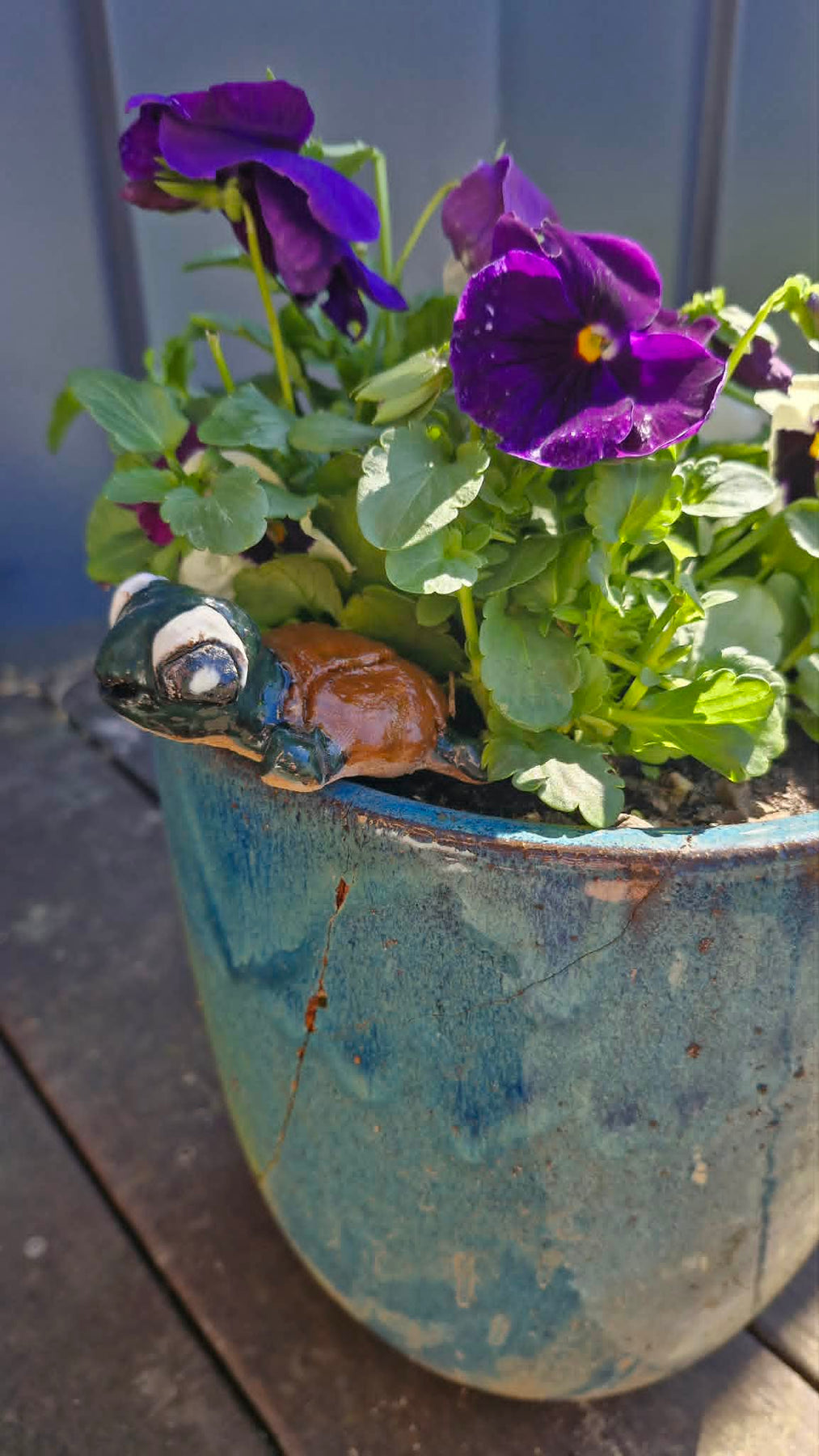 Dark Green Small Turtle Sculpture.