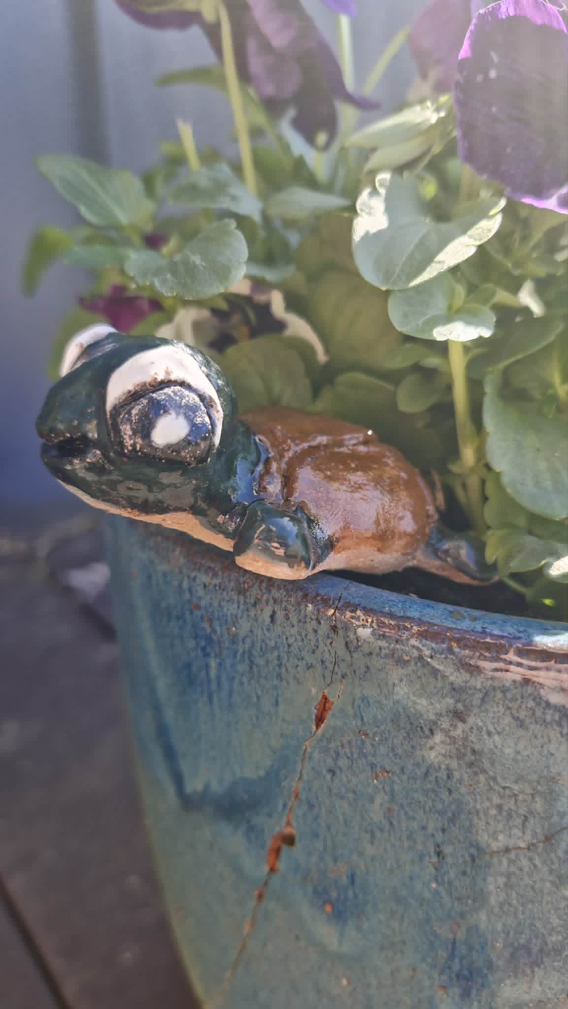 Dark Green Small Turtle Sculpture.