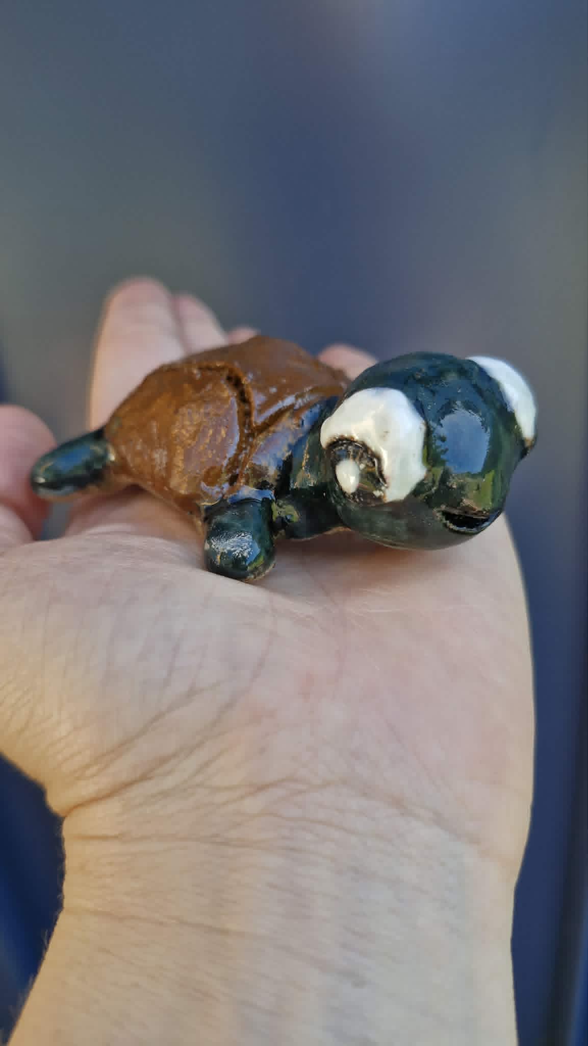 Dark Green Small Turtle Sculpture.