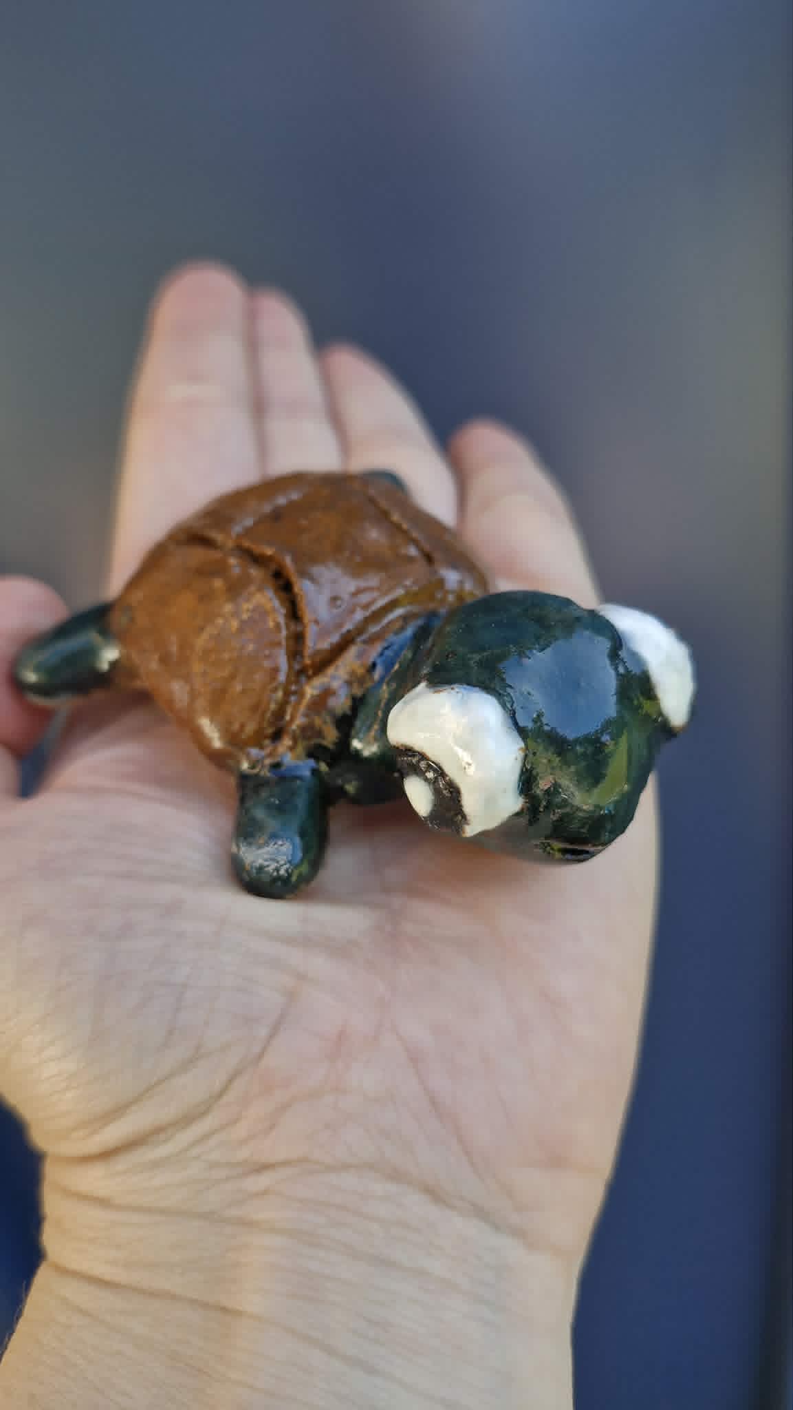 Dark Green Small Turtle Sculpture.