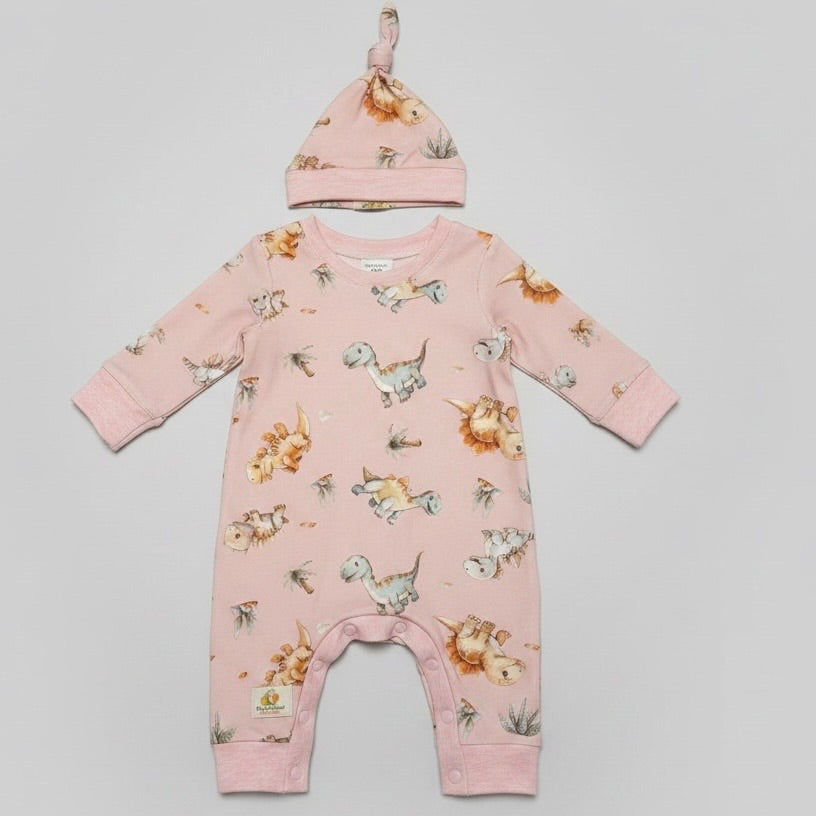 PINK DINOSAUR ROMPER 0-3 months