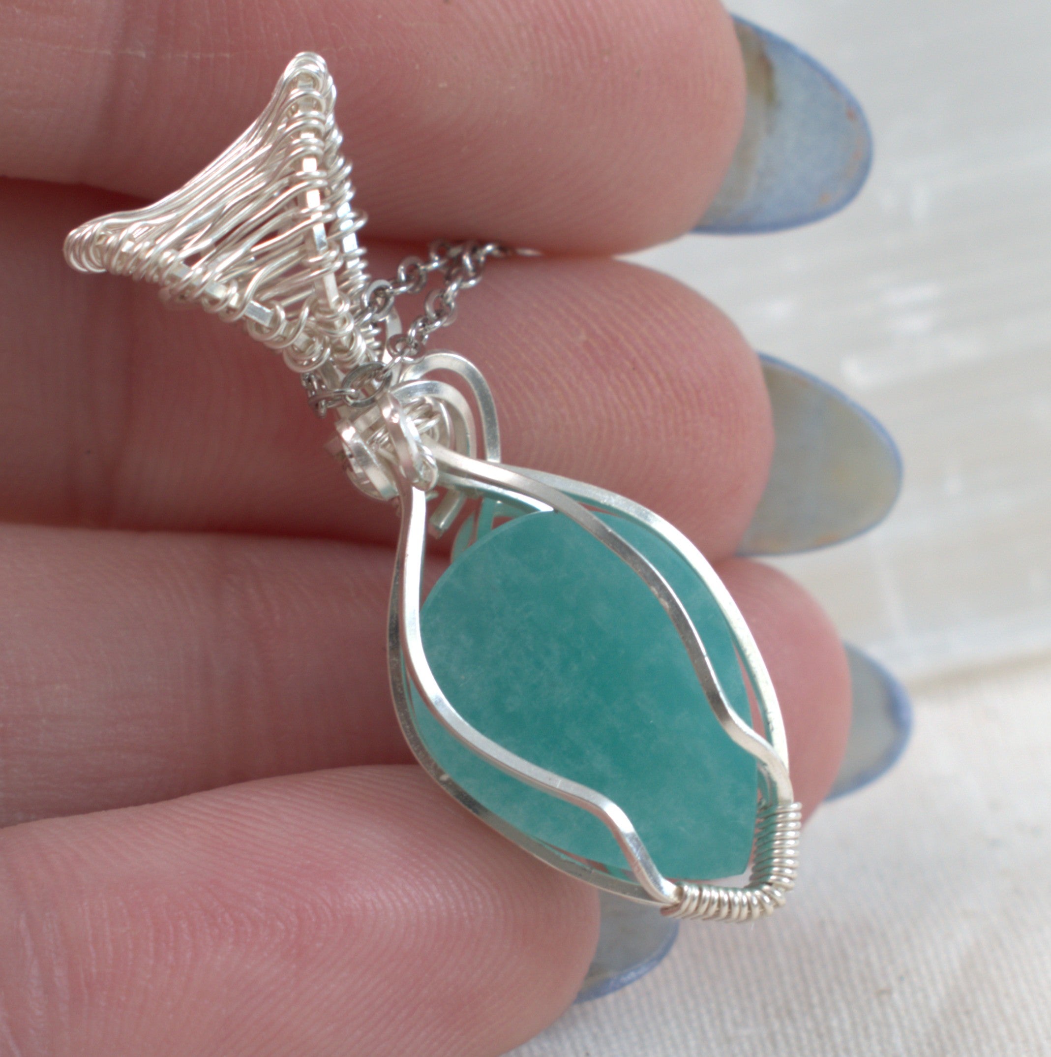 Sea Glass – Amazonite Keepsake Pendant