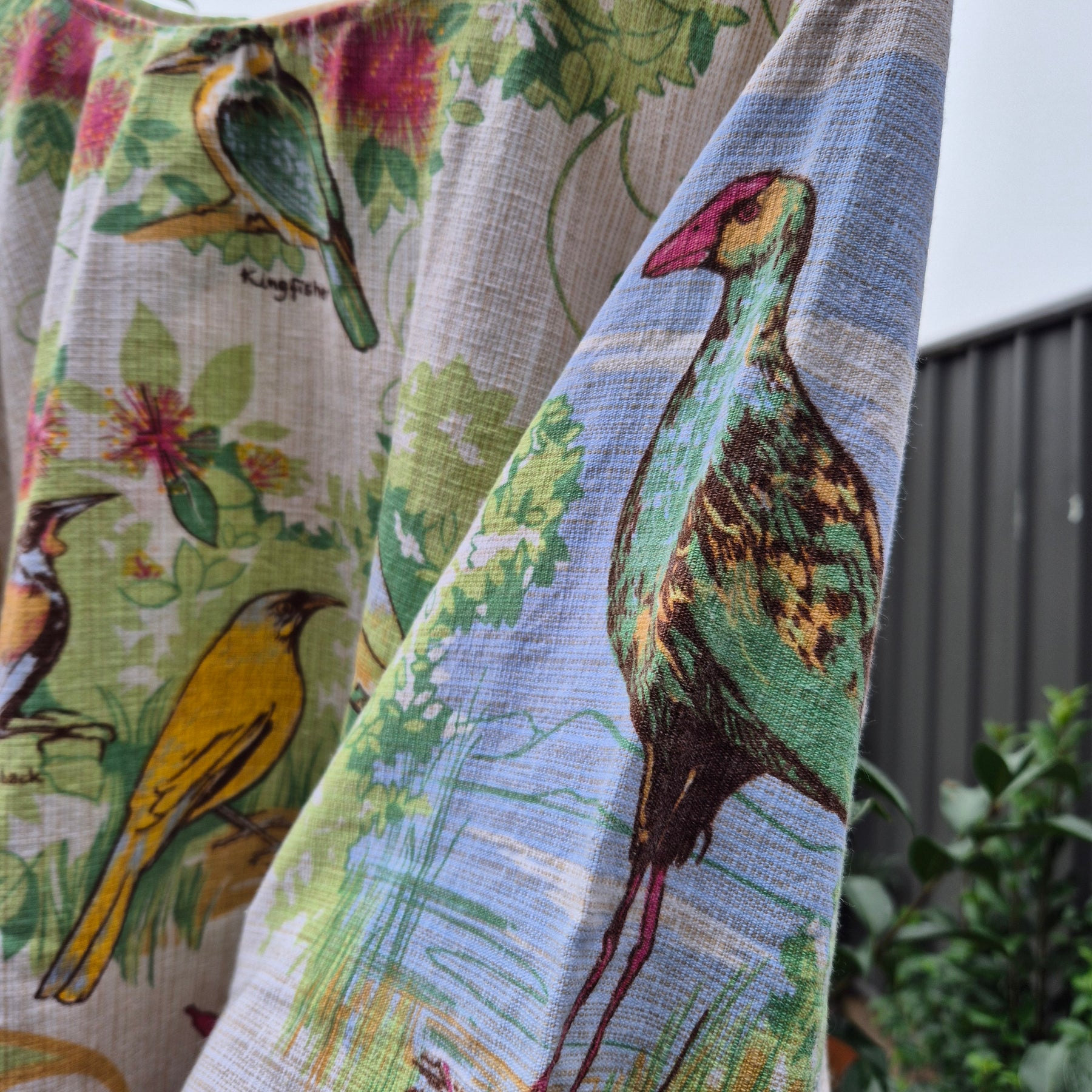 Upcycled Vintage Tablecloth top. Birds
