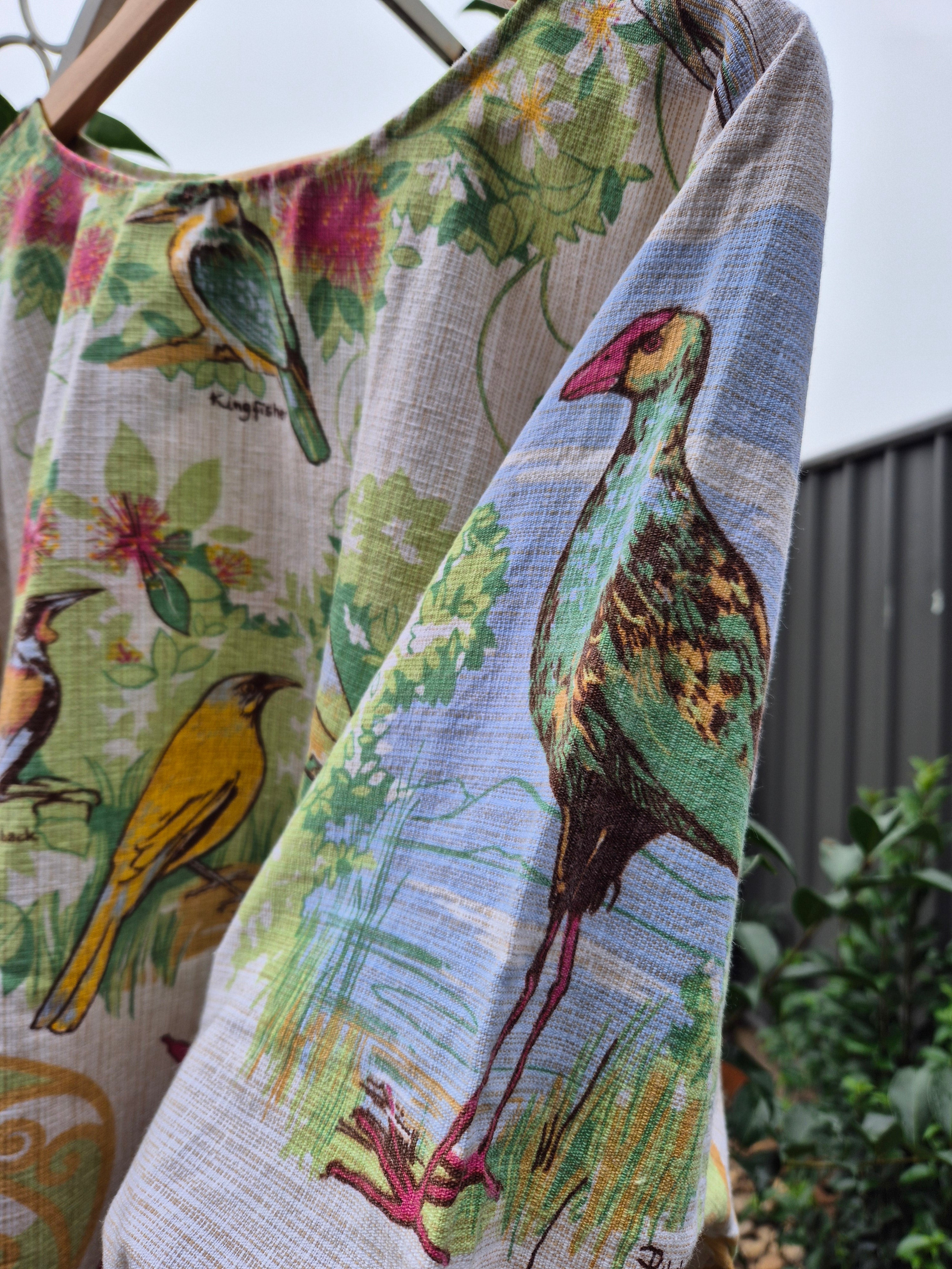 Upcycled Vintage Tablecloth top. Birds