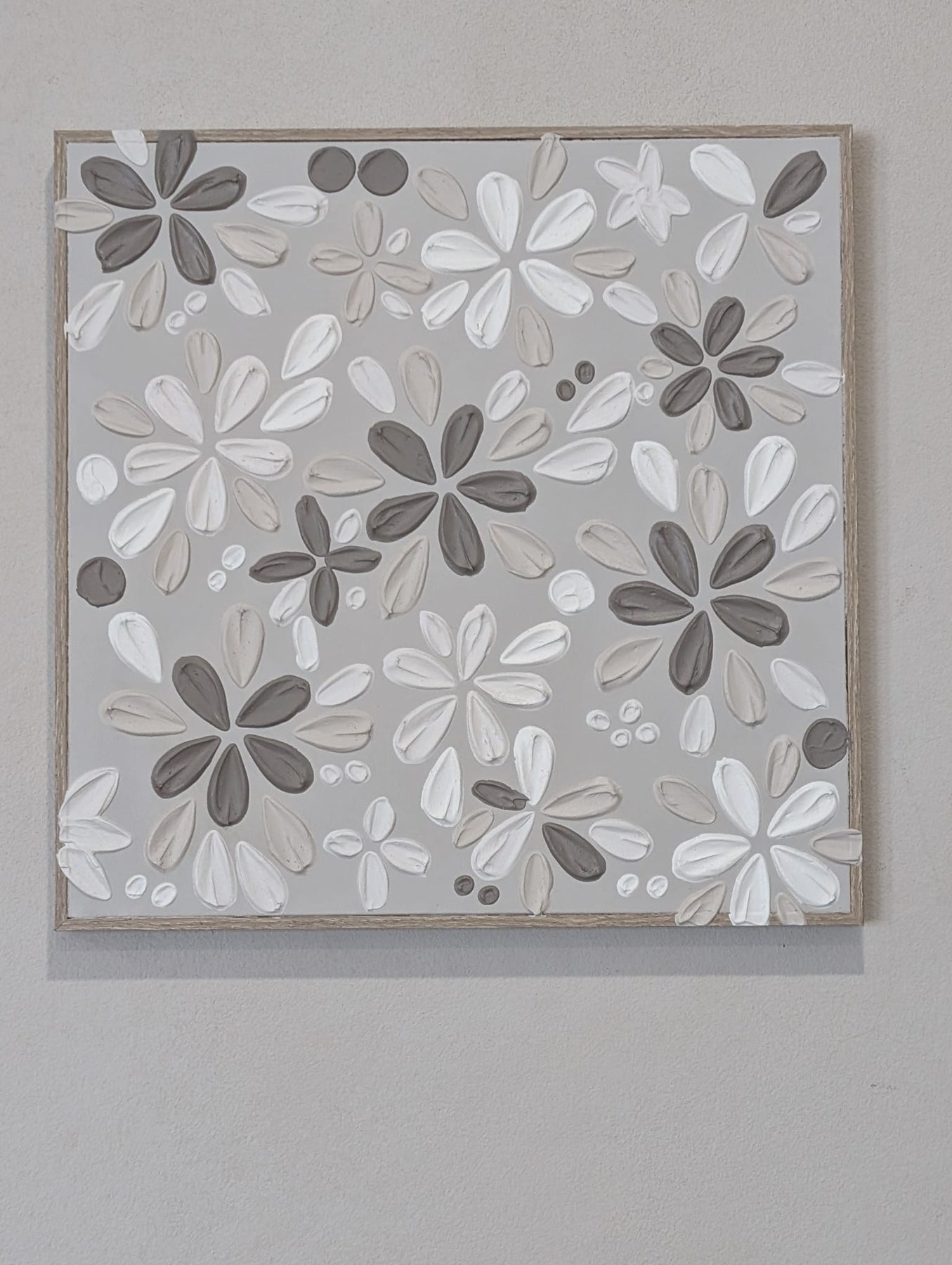 Meadow | Textured Floral Wall Art | Neutral Tones | 40 x 40 cm | Handmade in Australia |