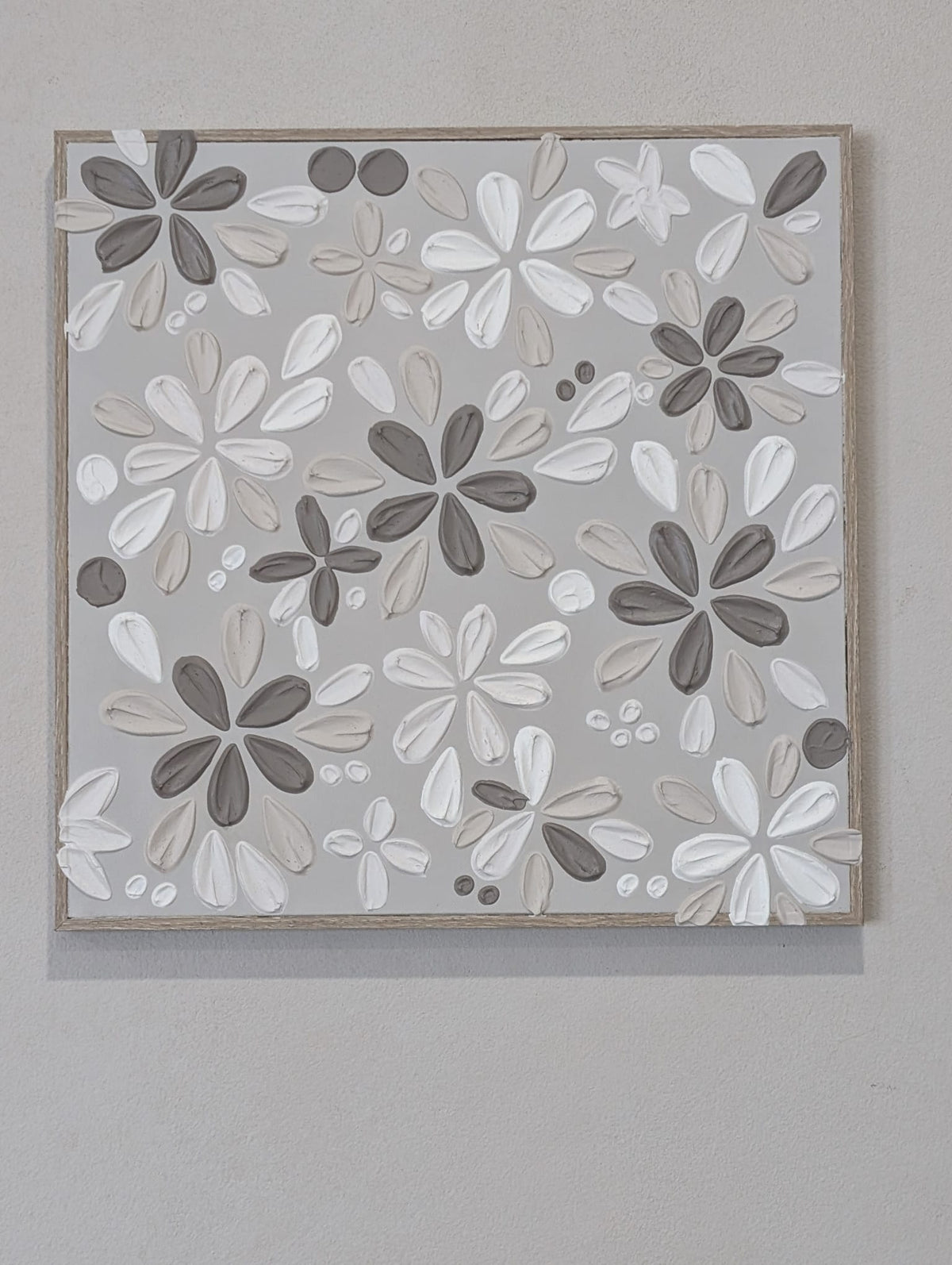 Meadow | Textured Floral Wall Art | Neutral Tones | 40 x 40 cm | Handmade in Australia |