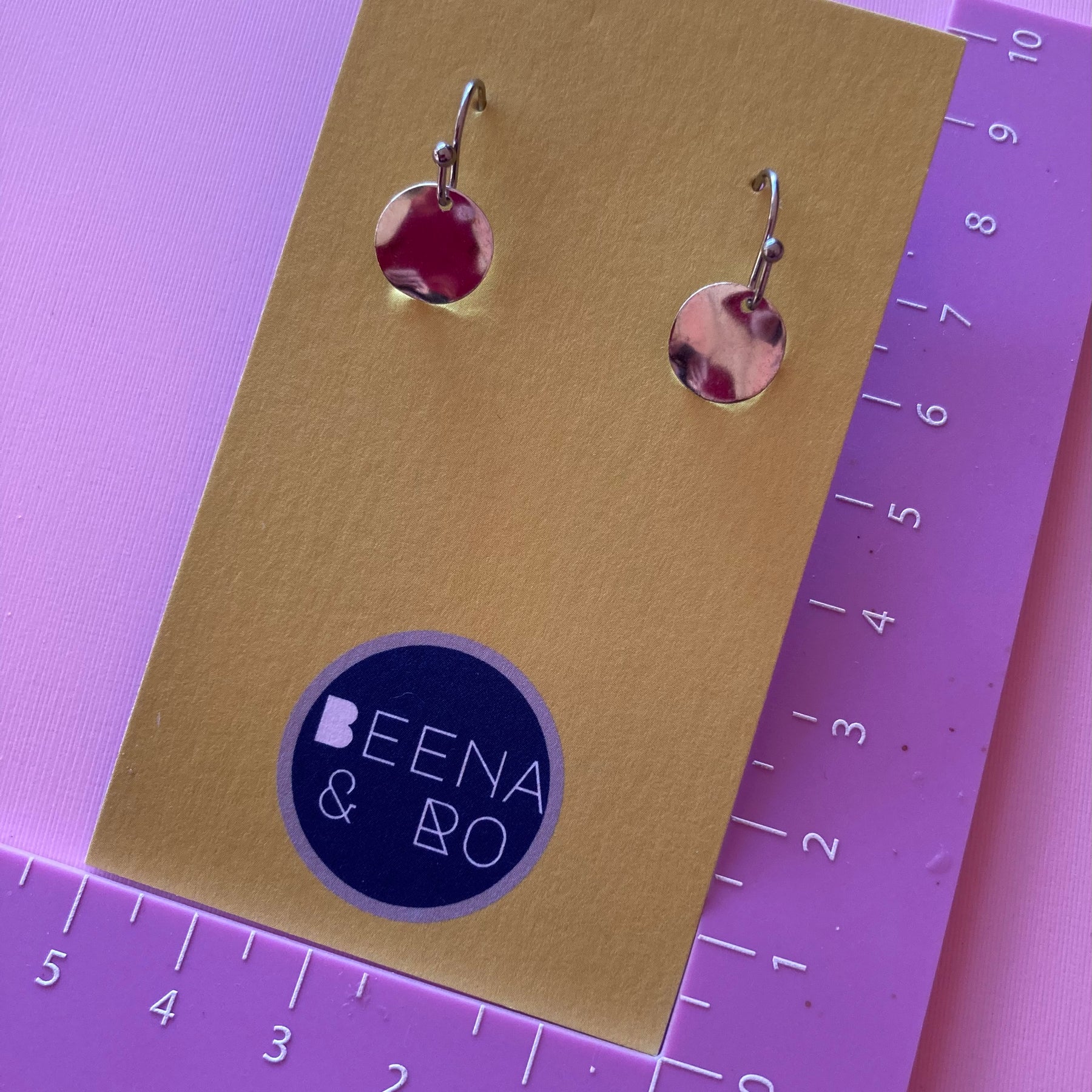 Mini drop disc earrings
