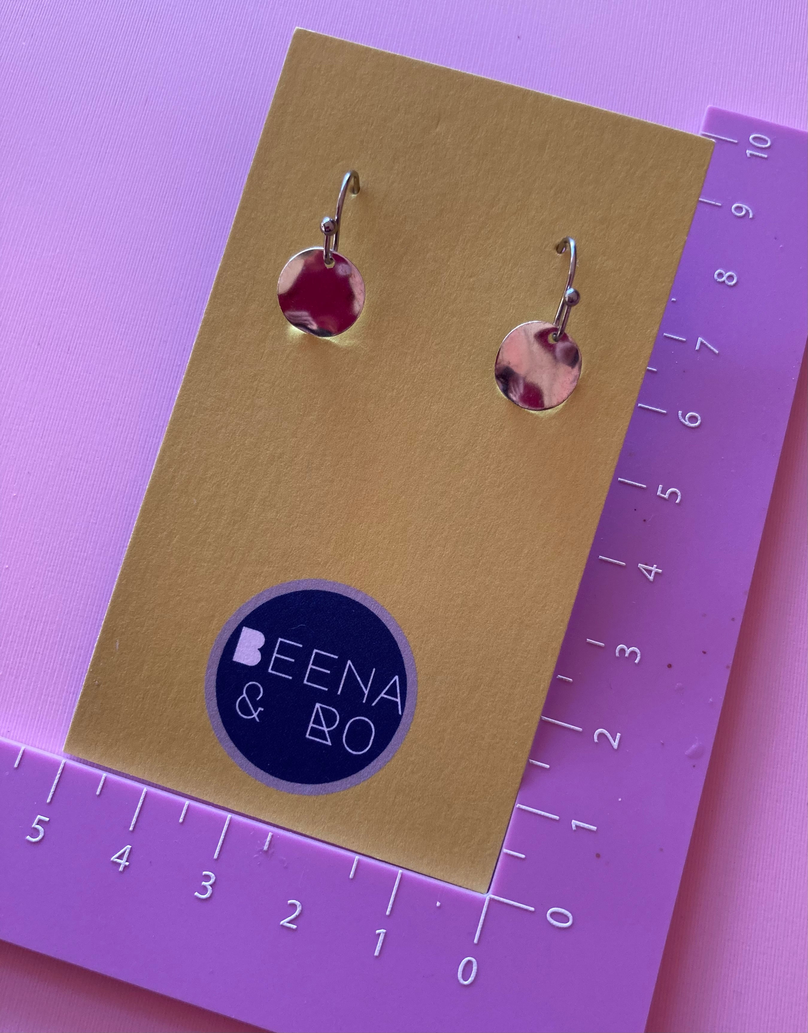 Mini drop disc earrings