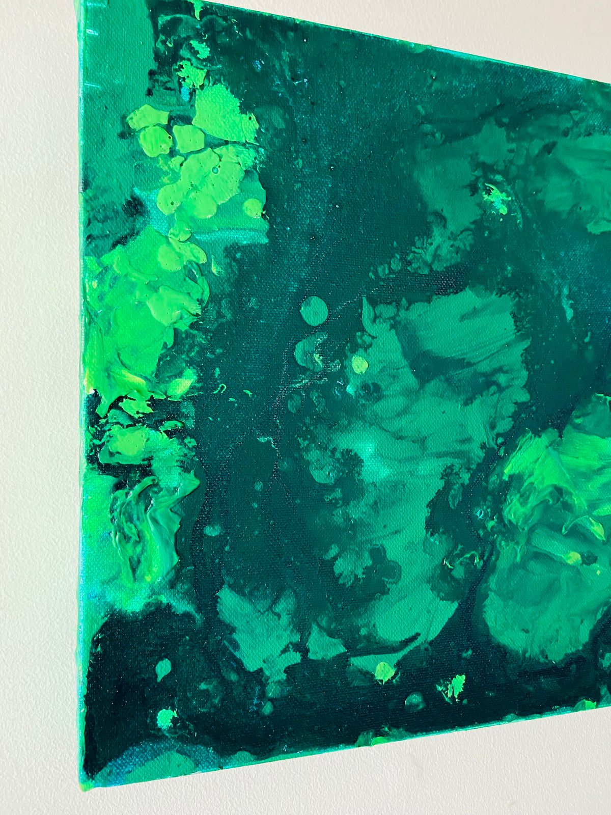Green Aventurine Wall Art Original Abstract Acrylic Canvas Painting