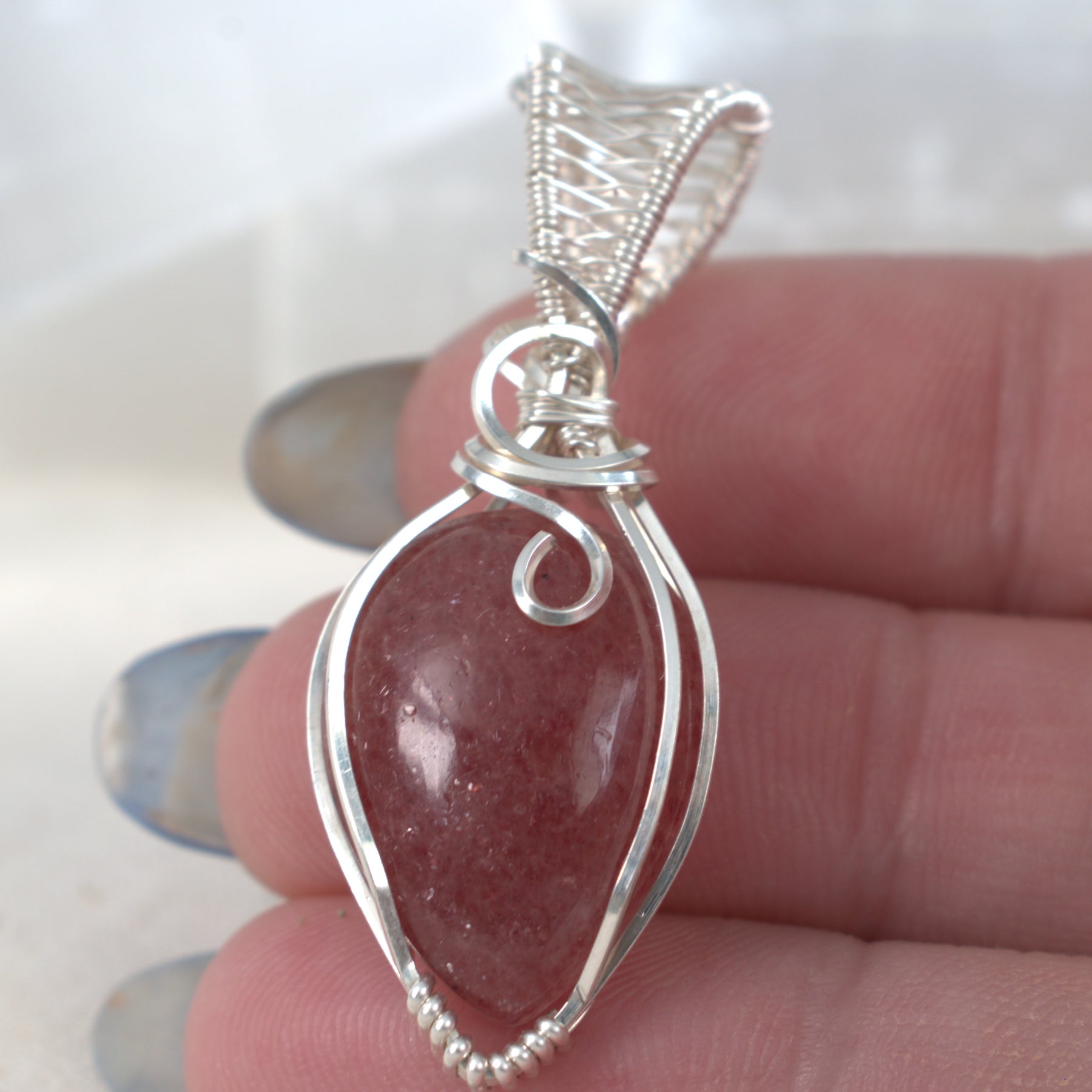 Summer Blush - Strawberry Quartz Silver-Filled Pendant