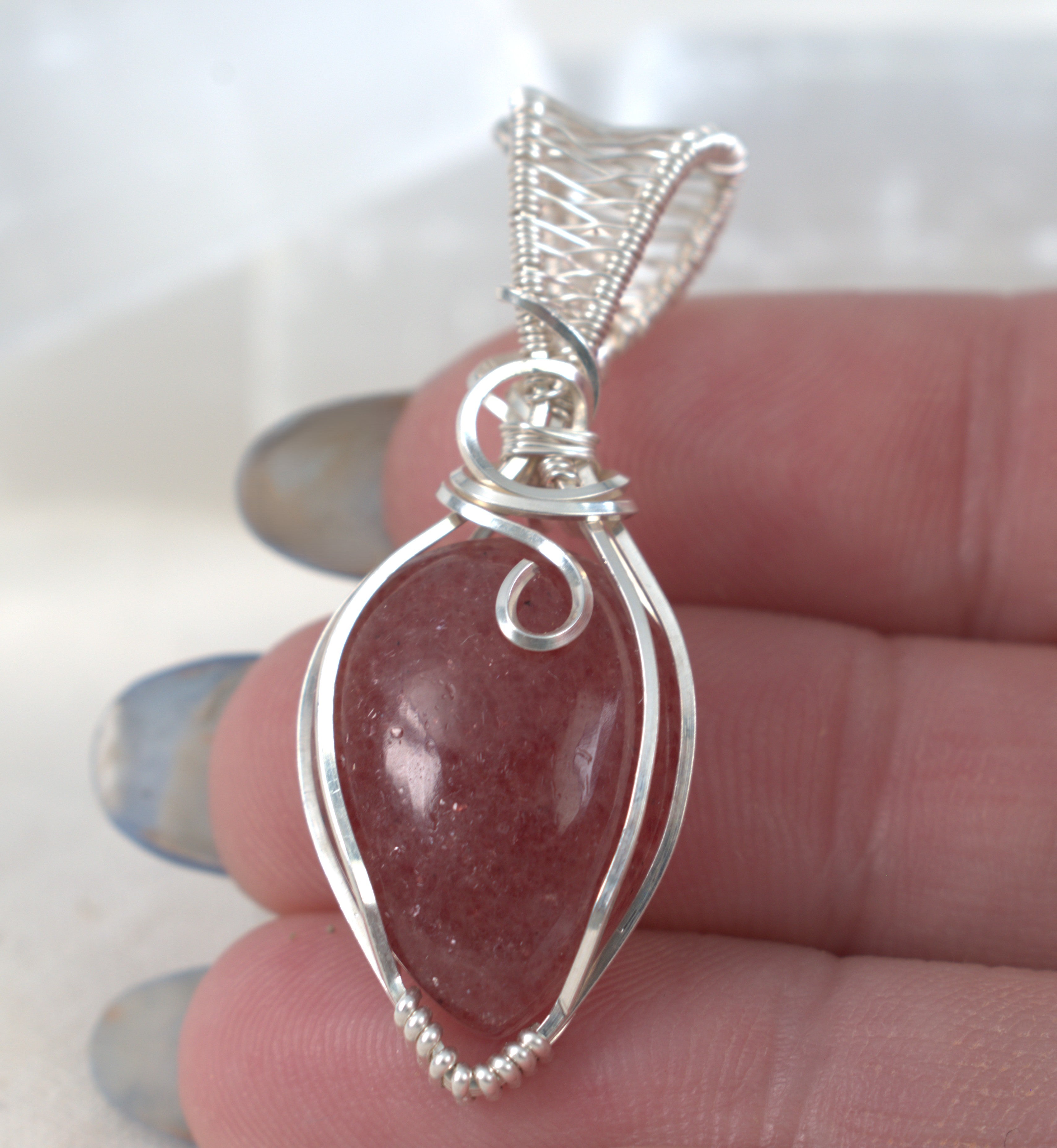 Summer Blush - Strawberry Quartz Silver-Filled Pendant