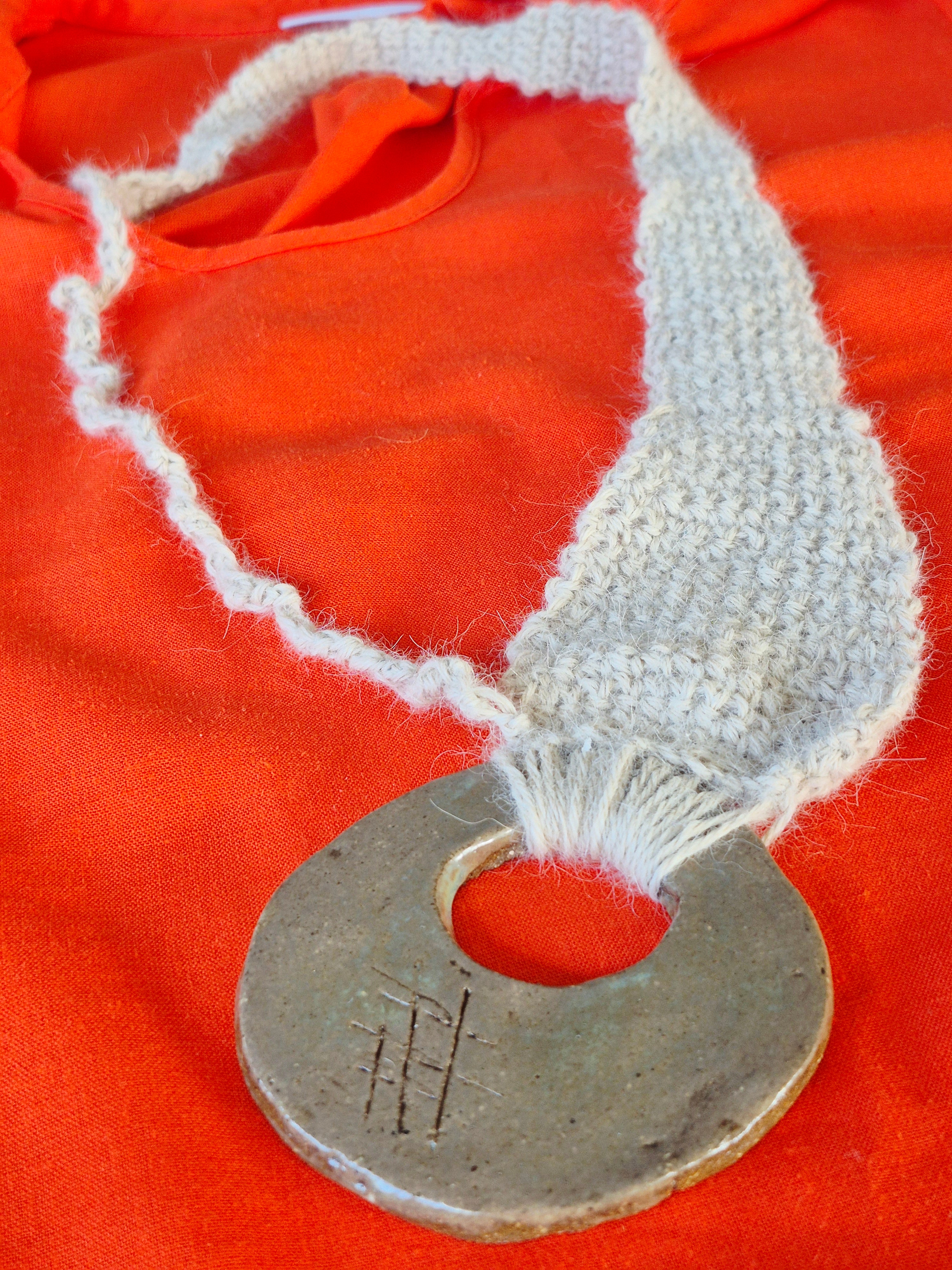 Wool and Pottery Crochet necklace
