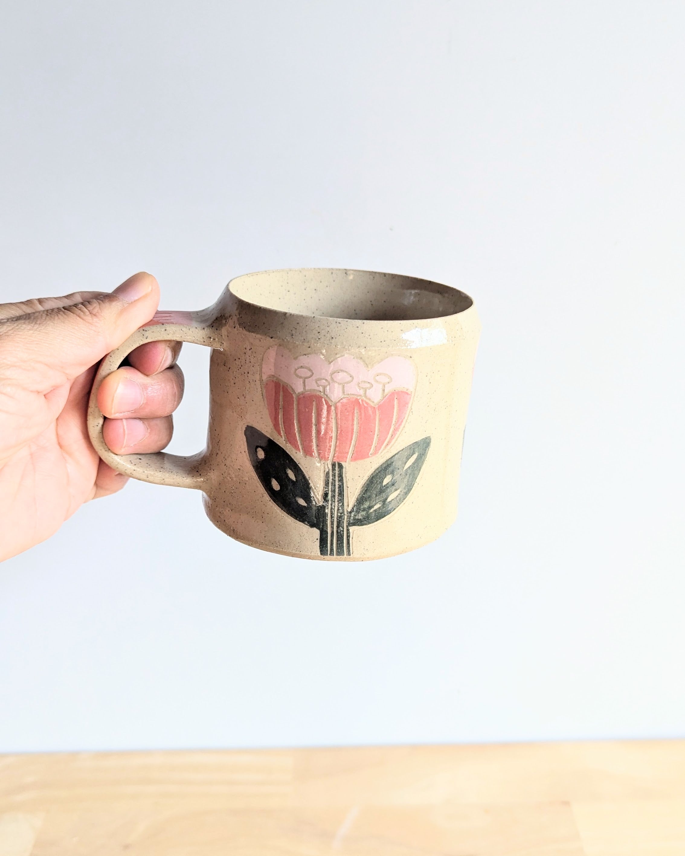 Handmade Ceramic cup| Unique Sgraffito Pottery Cup| Australian Made Gift Bundle