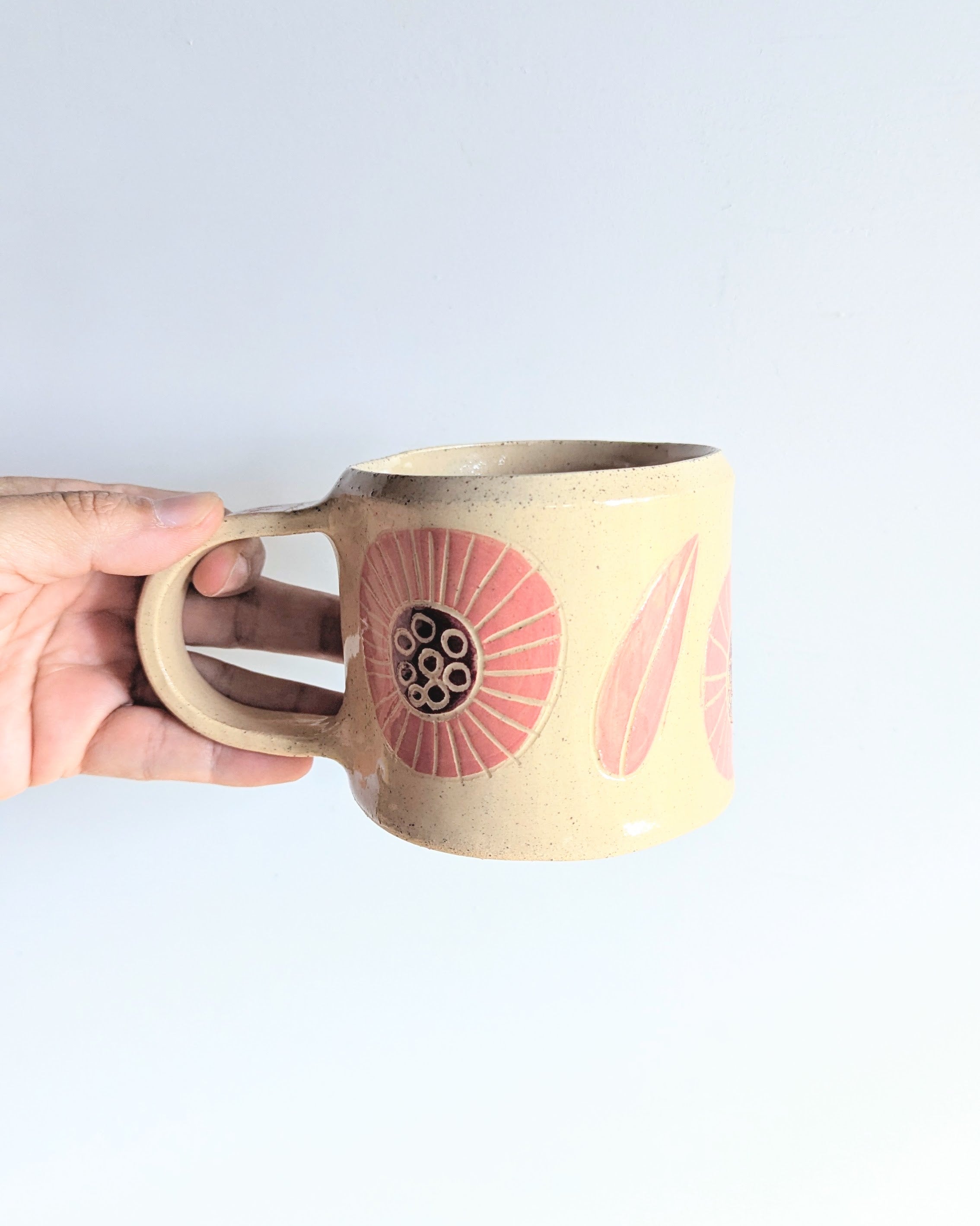 Handmade Ceramic cup| Unique Sgraffito Pottery Cup| Australian Made Gift Bundle