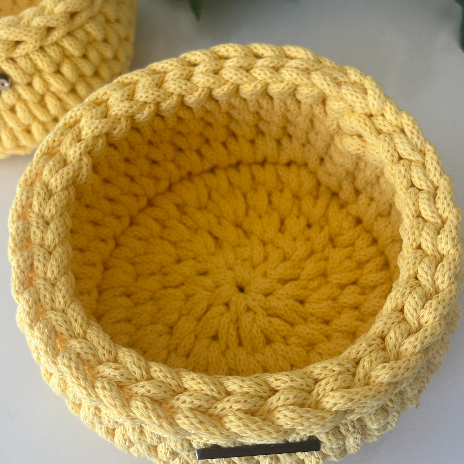 Handmade crochet basket - size small colour Dandelion