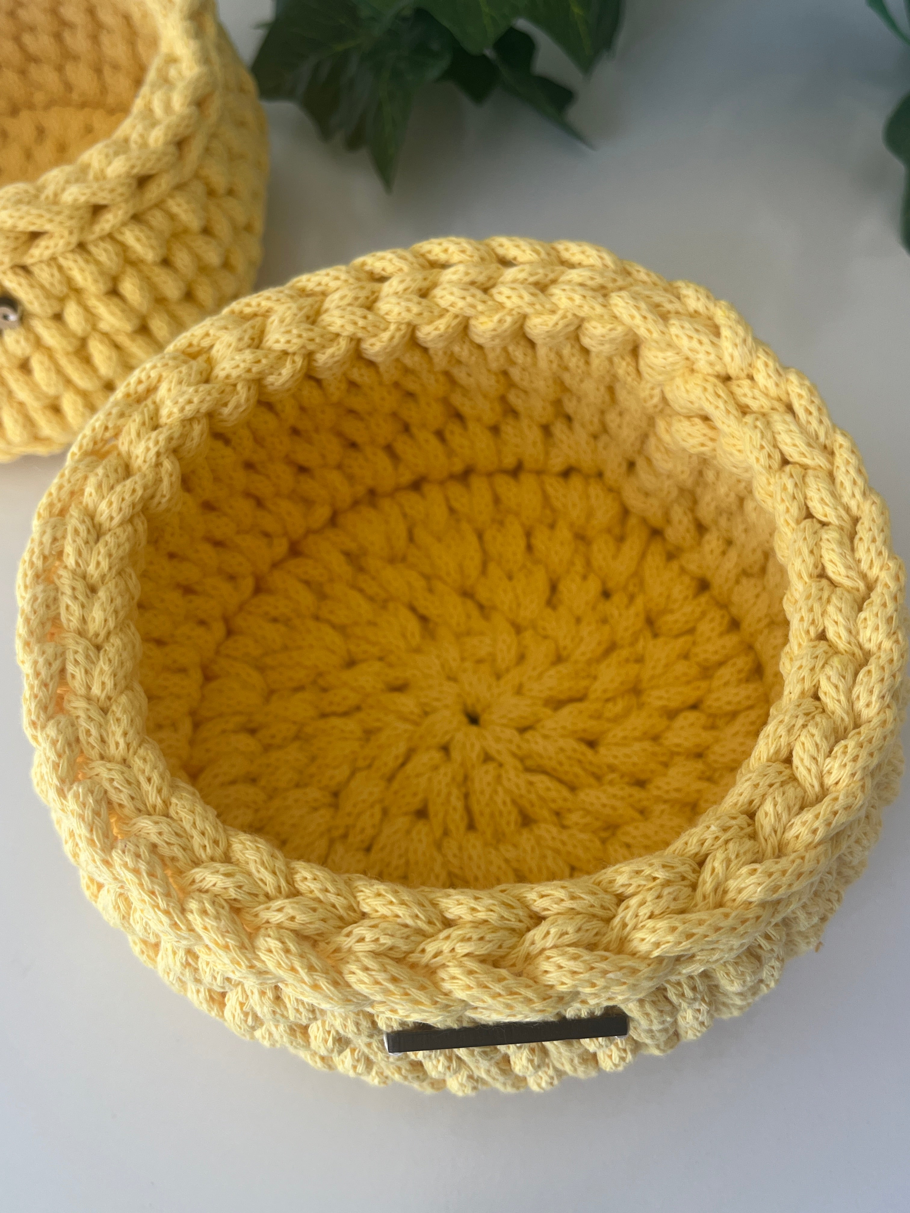 Handmade crochet basket - size small colour Dandelion