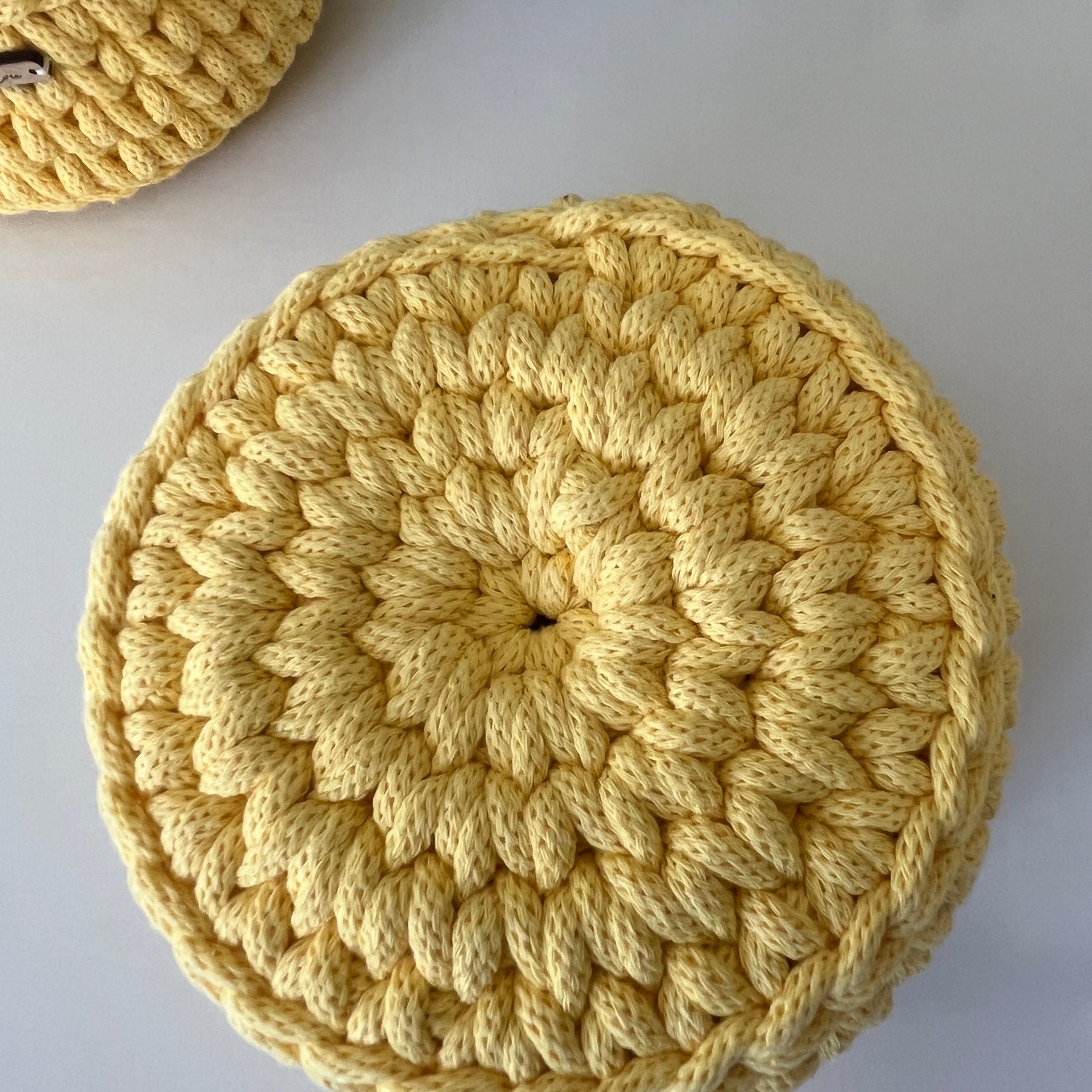 Handmade crochet basket - size small colour Dandelion