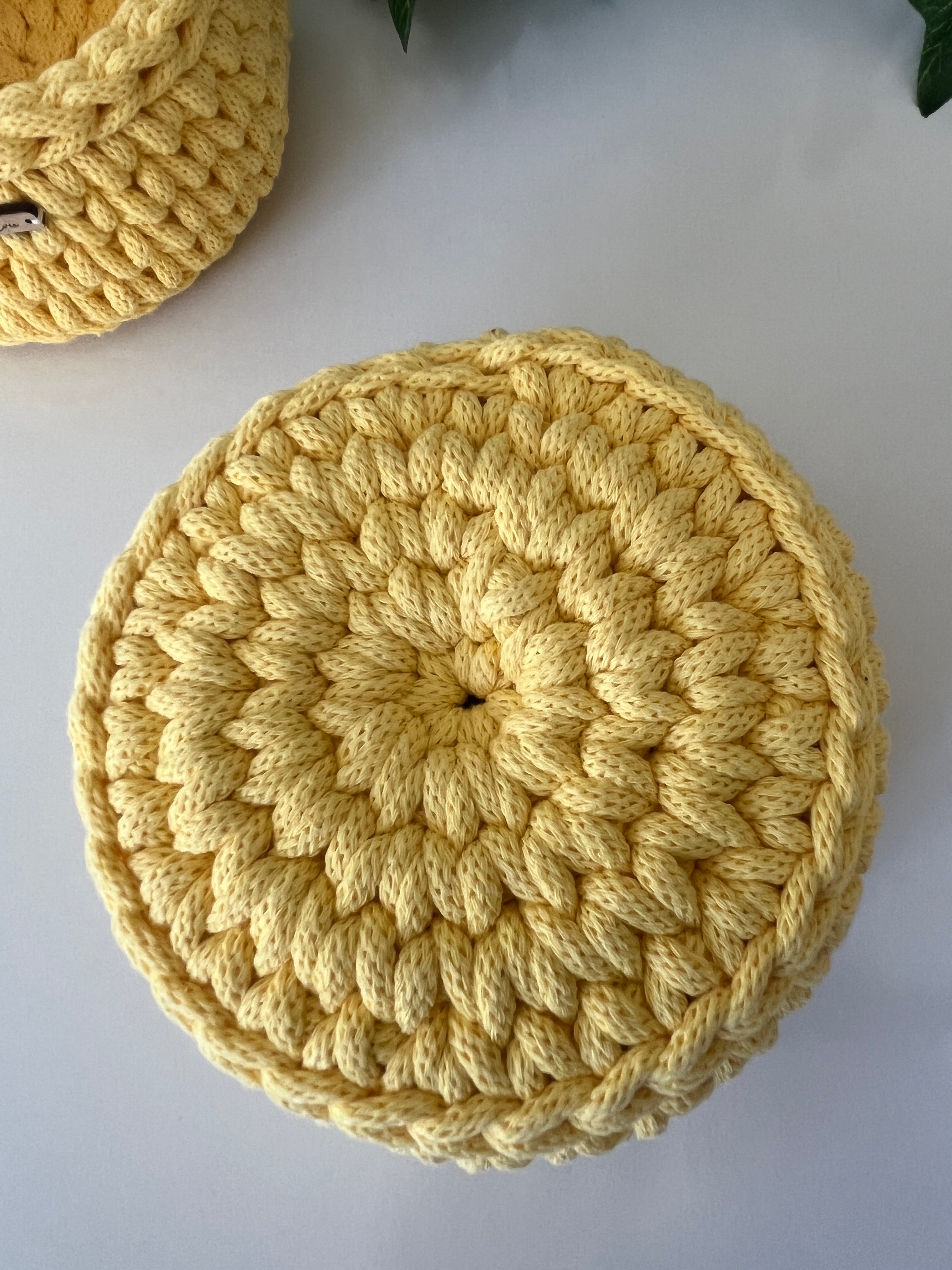 Handmade crochet basket - size small colour Dandelion