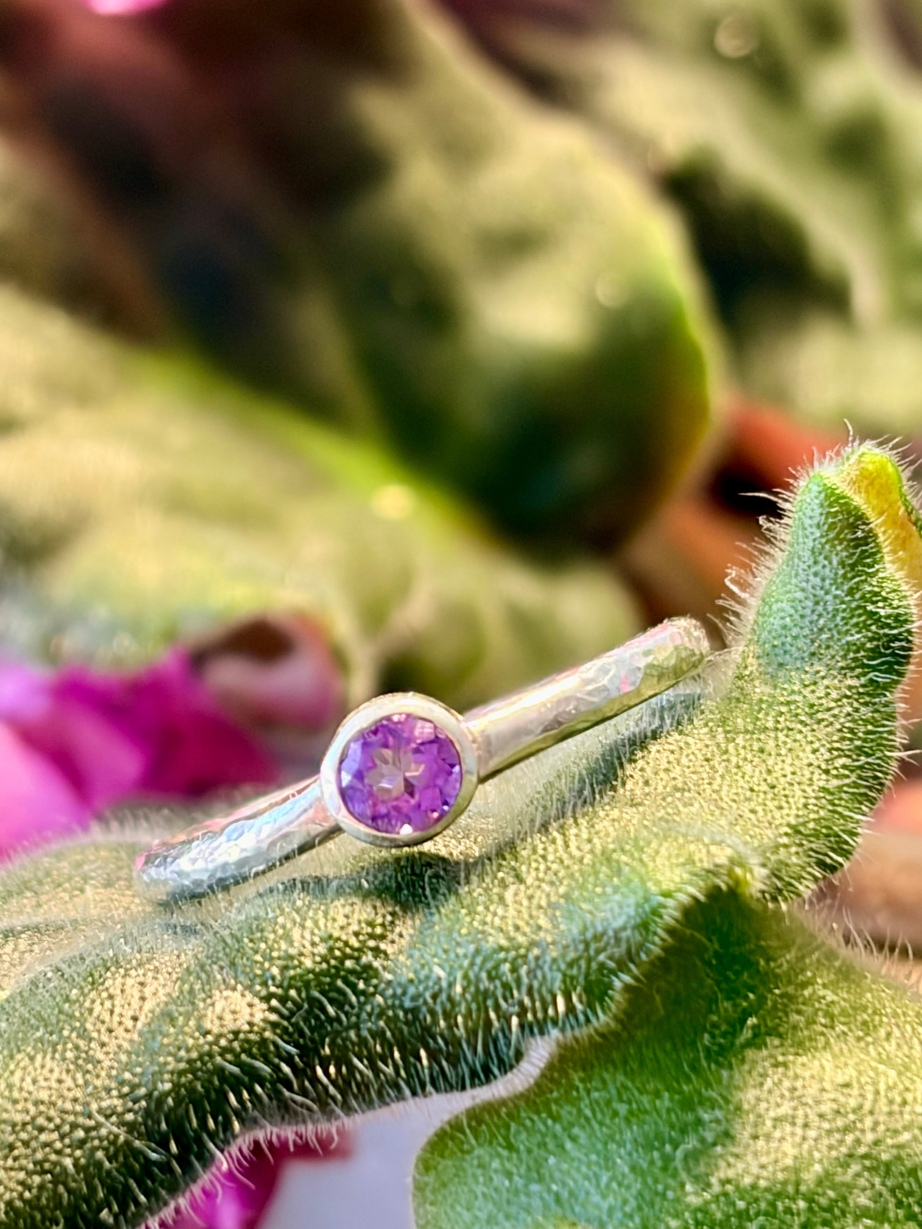 Sparkly Amethyst Sterling Silver Ring