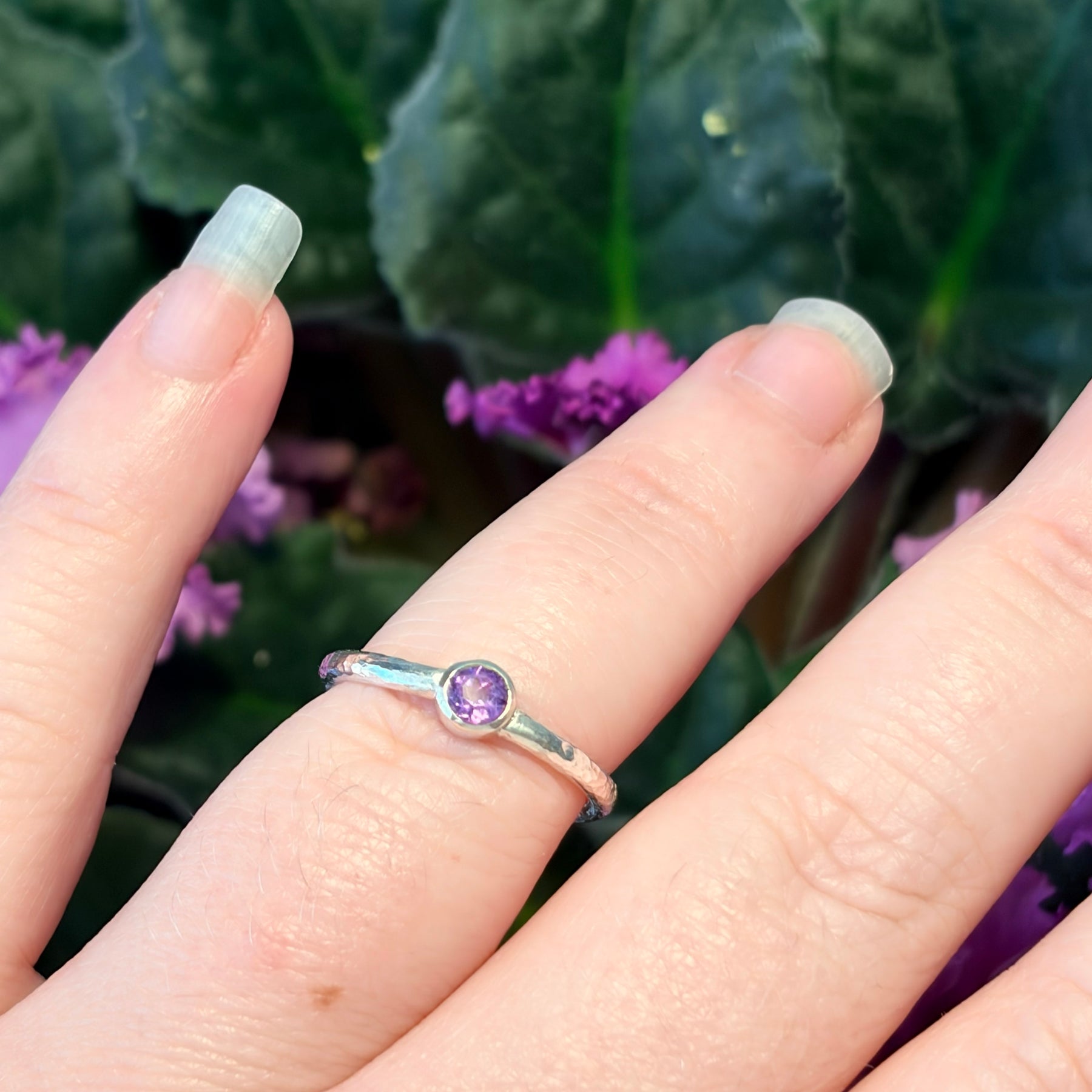 Sparkly Amethyst Sterling Silver Ring