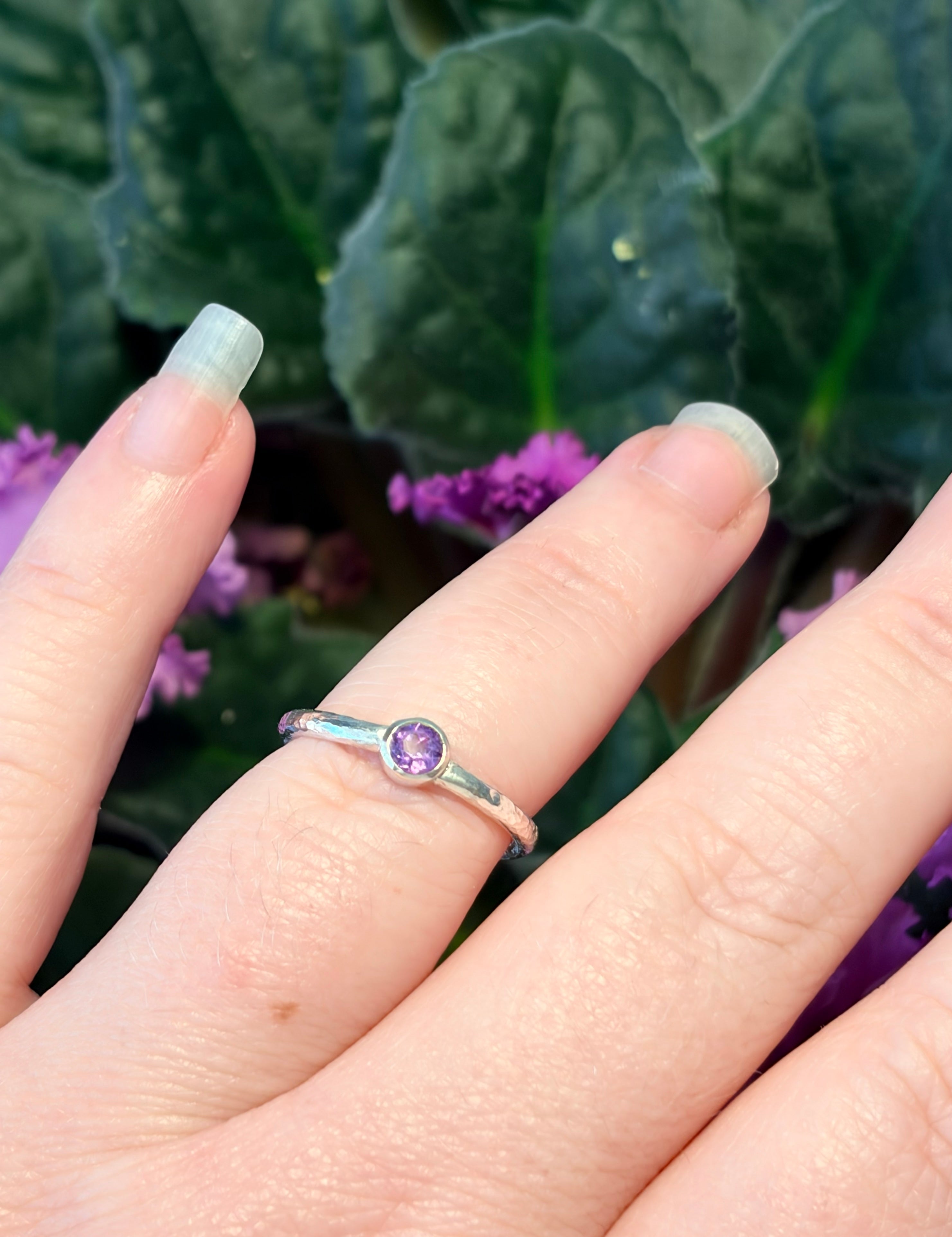 Sparkly Amethyst Sterling Silver Ring